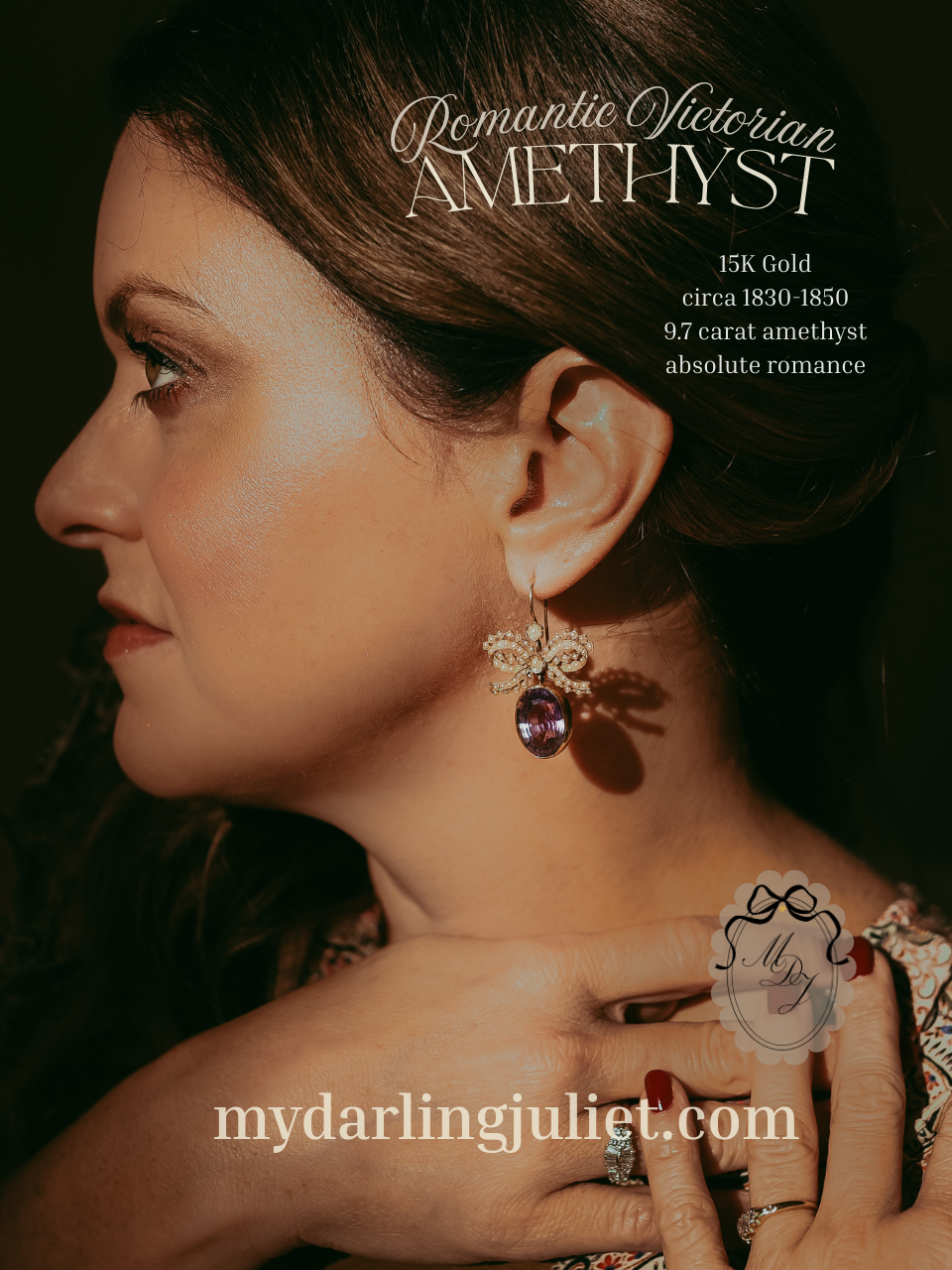 My Darling Juliet | Early Victorian Lavender Amethyst & Seed Pearl Bow Earrings