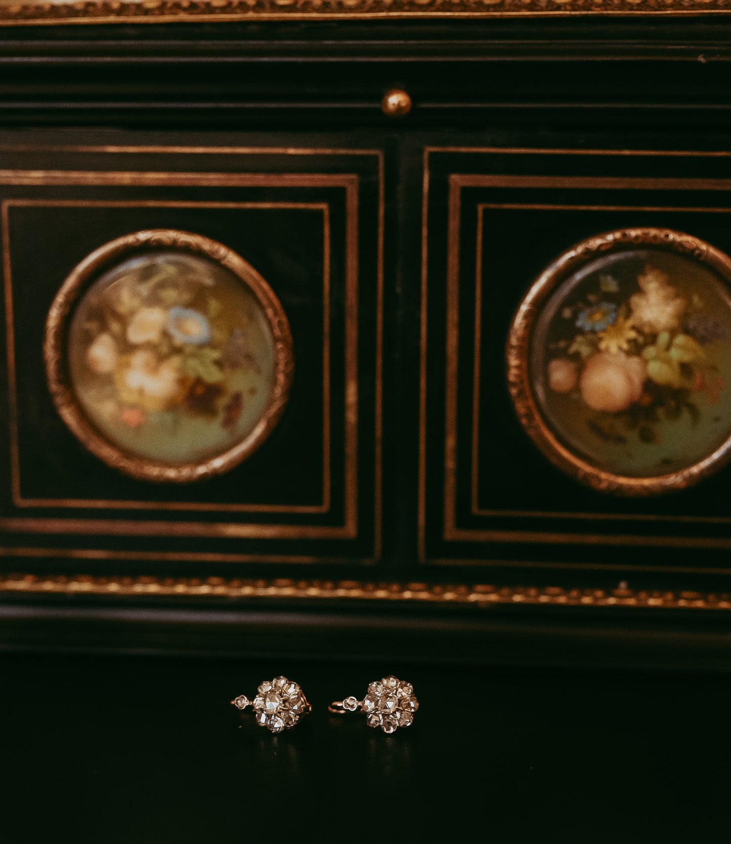 Belle Epoque Dutch Rose Cut Diamond Daisy Earrings