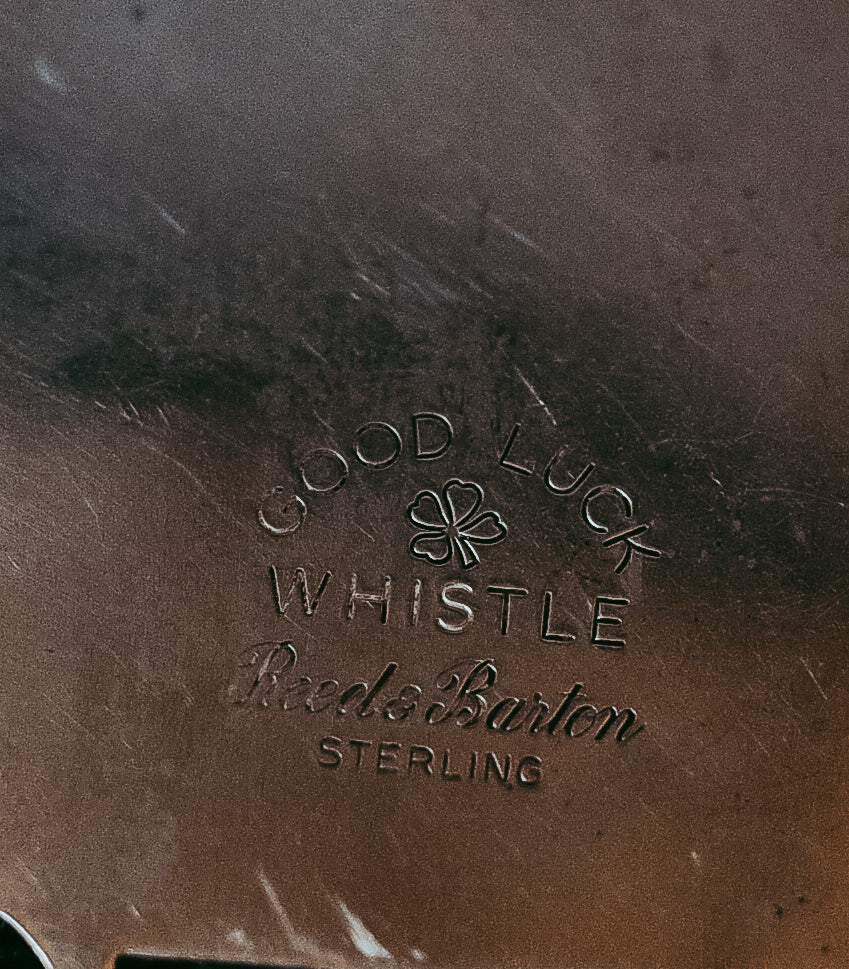 Sterling Silver “Good Luck” Whistle — Vintage Reed & Barton Clover Pendant