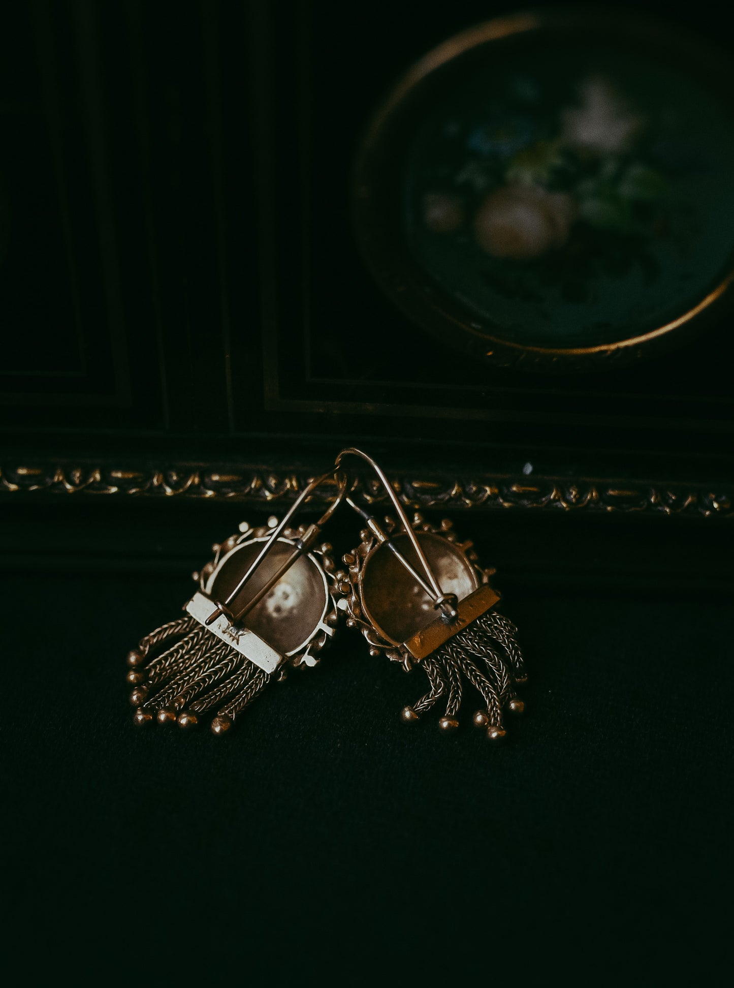 Late Victorian Revival | Early 20th Century Blue Enamel & Seed Pearl Earrings