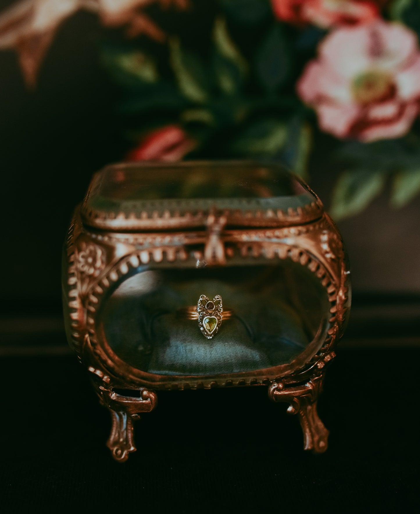 Antique 18K Gold & Silver Heart Ring with Bow | Early 19th Century
