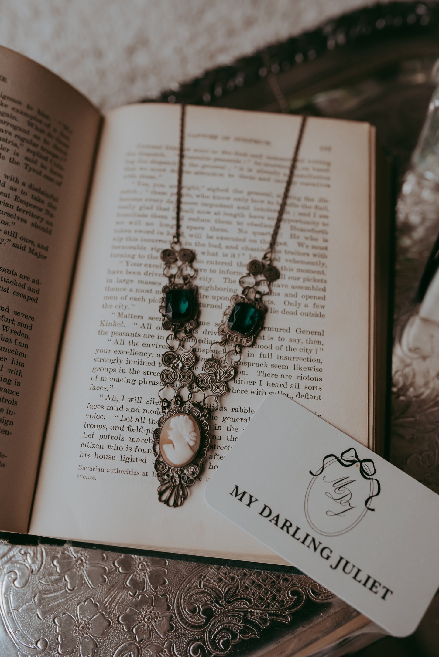 My Darling Juliet | Antique Victorian Silver Filagree Cameo Necklace