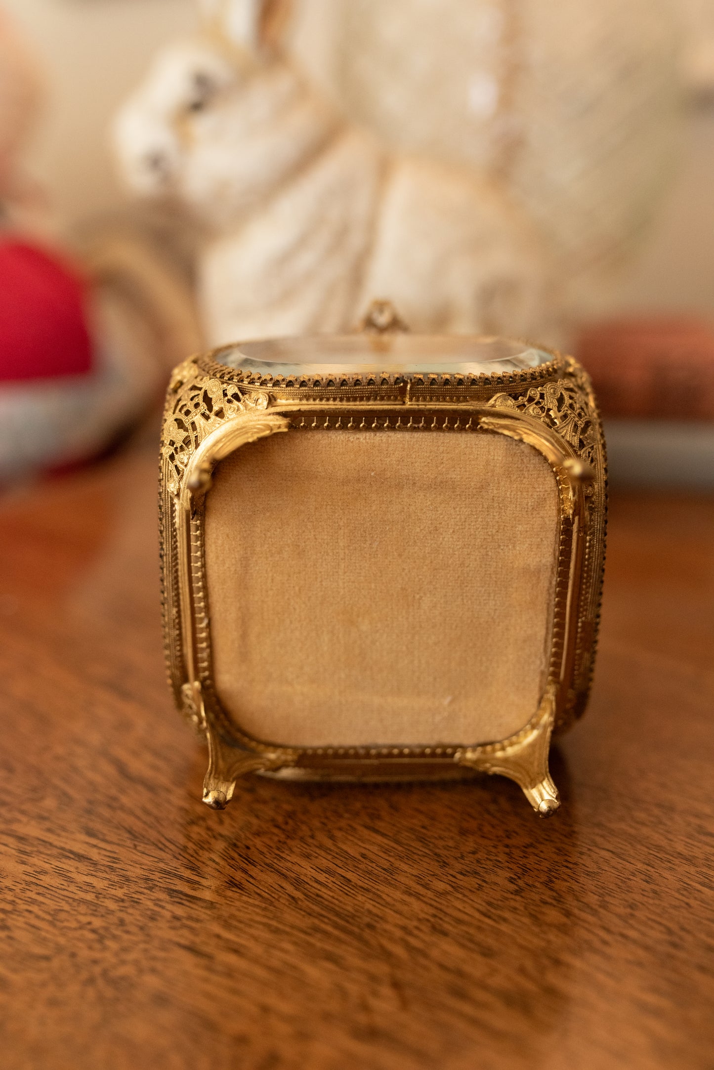 My Darling Juliet | Antique Beveled Glass & Gold Filigree Jewelry Casket