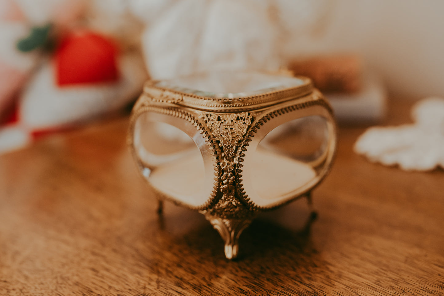 My Darling Juliet | Antique Beveled Glass & Gold Filigree Jewelry Casket