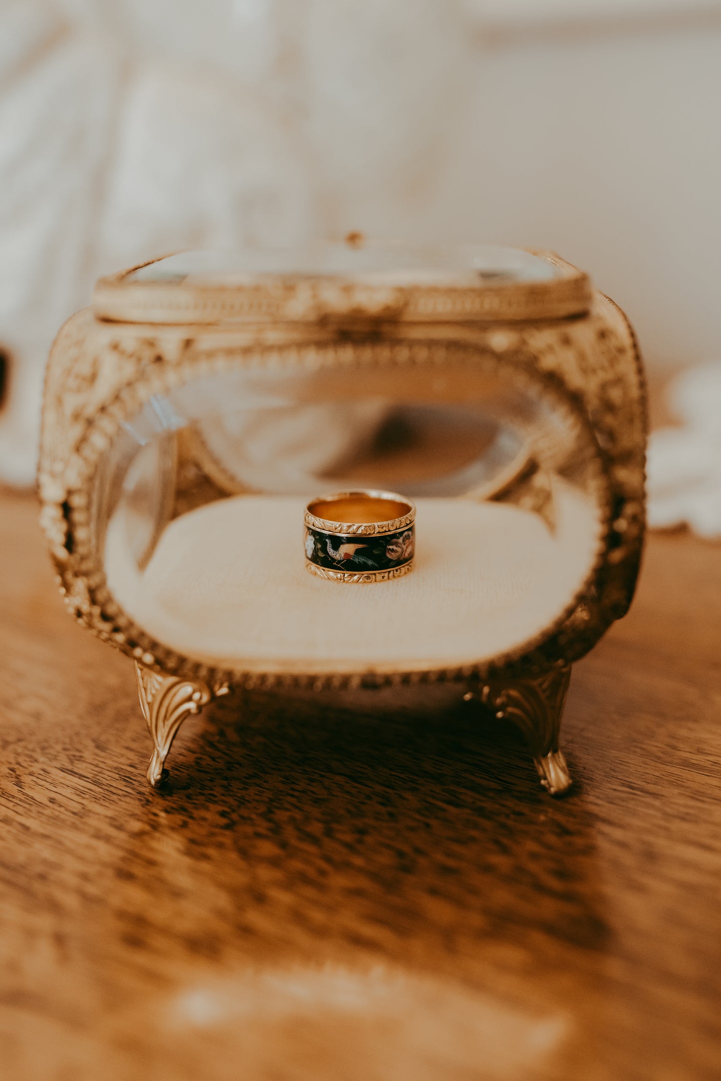 My Darling Juliet | Antique Beveled Glass & Gold Filigree Jewelry Casket