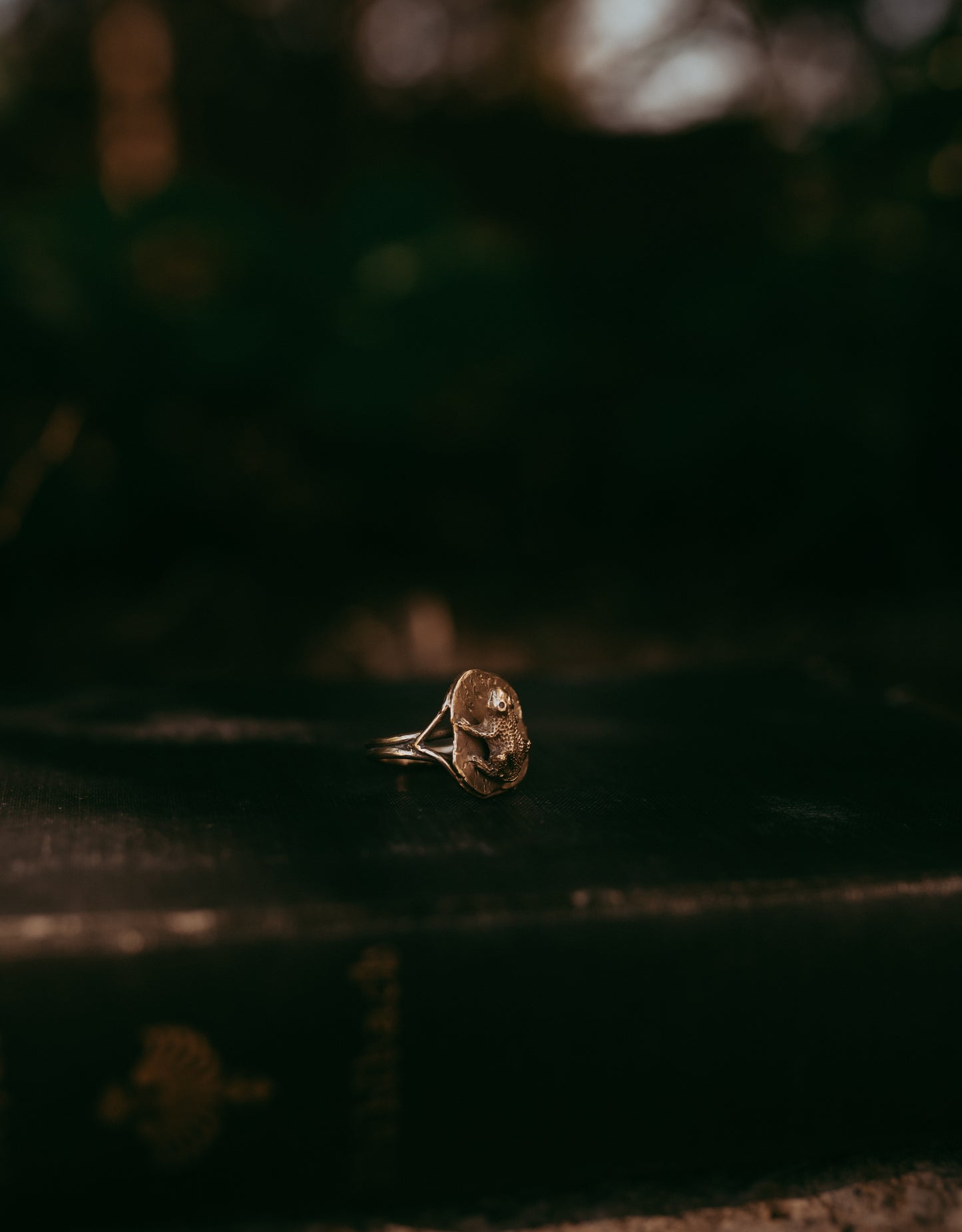 My Darling Juliet | Victorian 15K Gold Frog on Lily Pad Ring