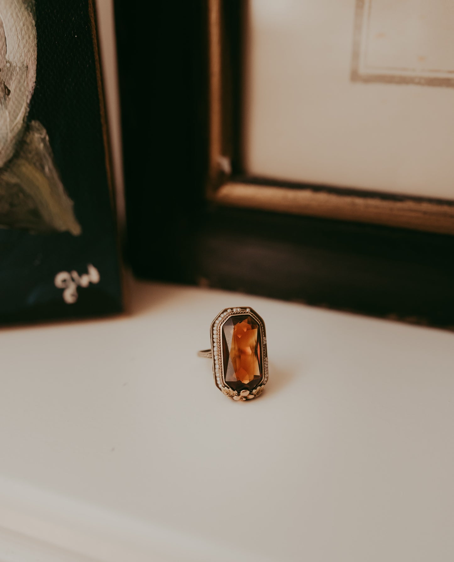 My Darling Juliet | Victorian Citrine & Seed Pearl Ring