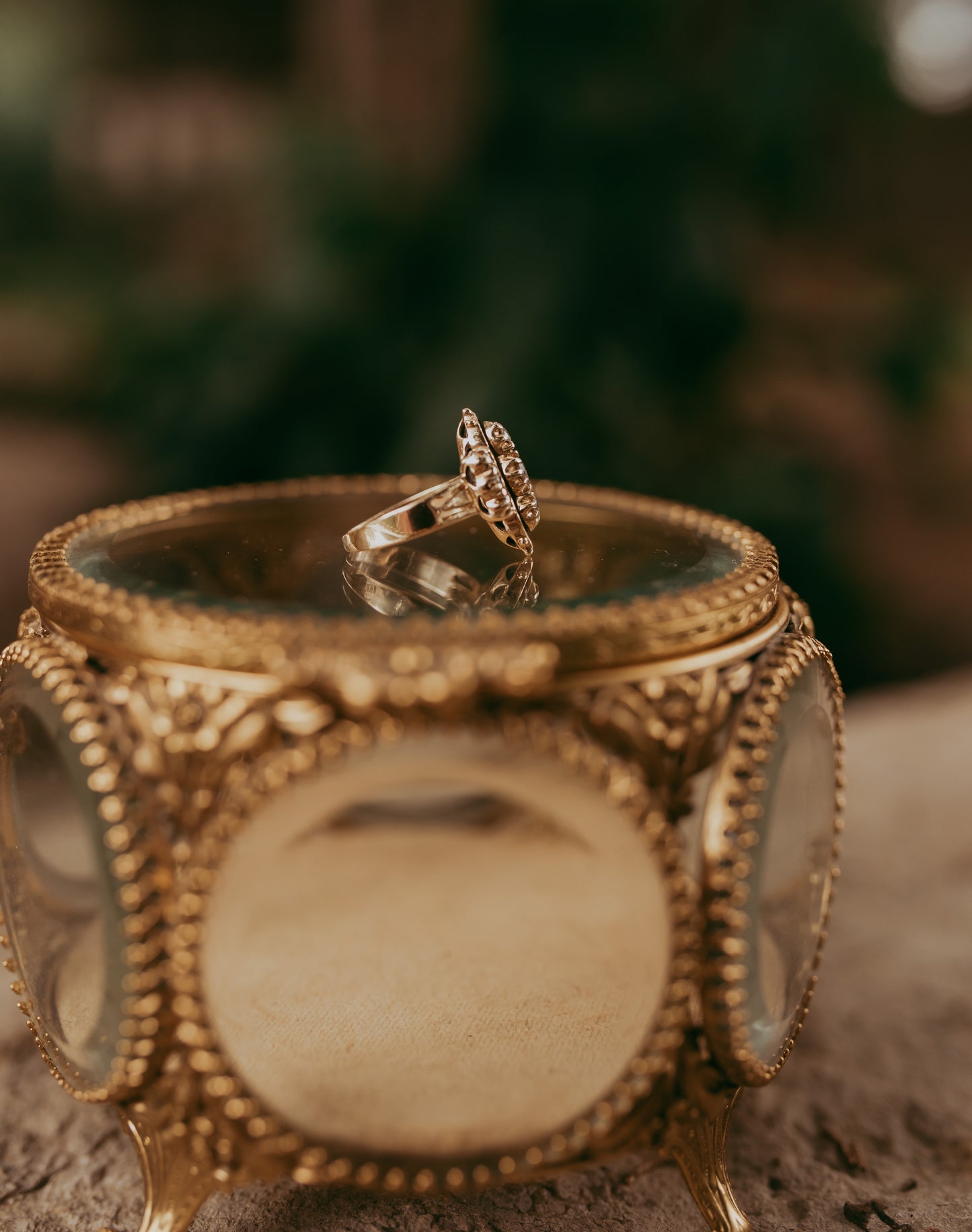My Darling Juliet | Vintage 14K Gold Navette-Style Diamond & Enamel Ring