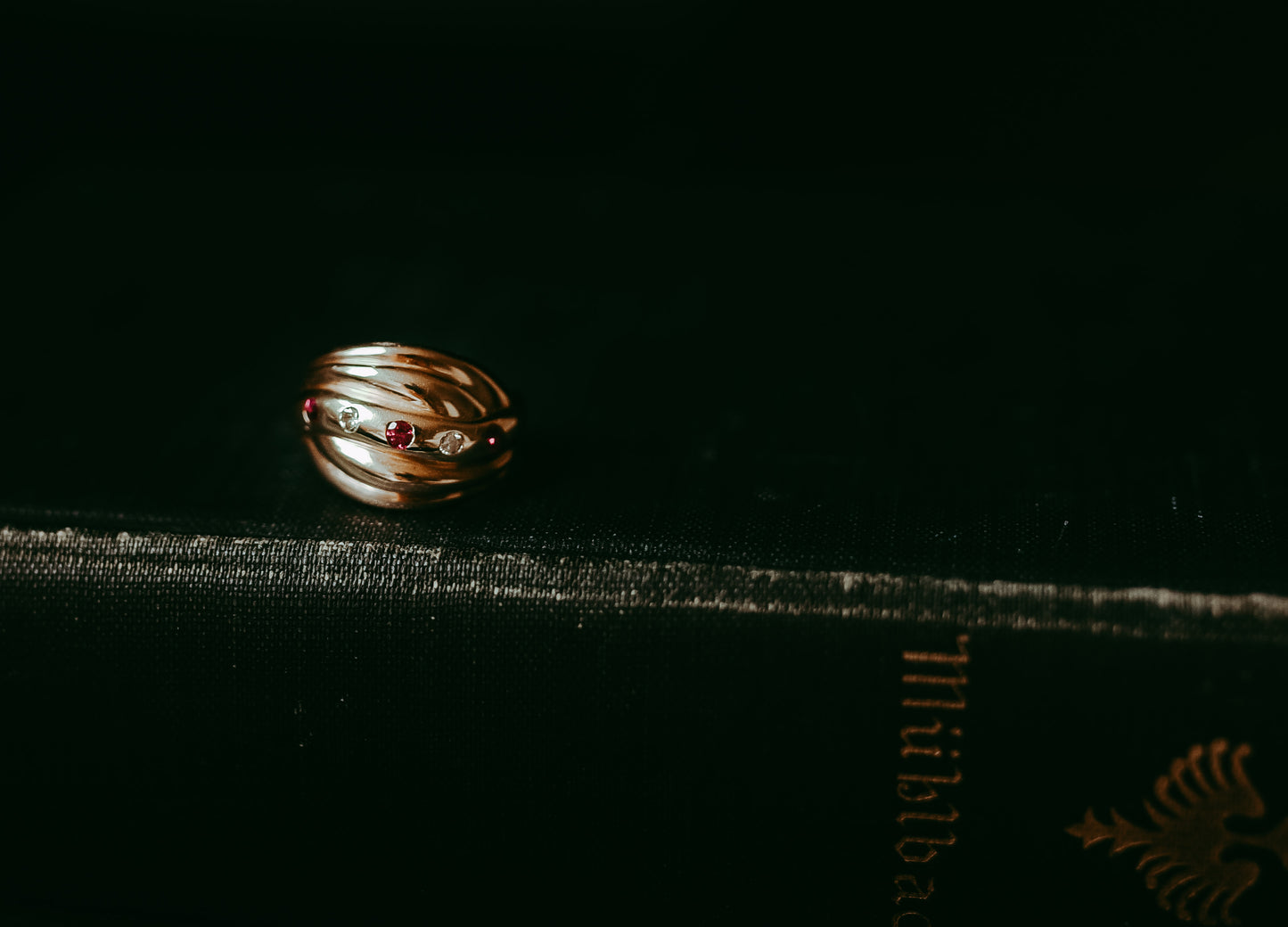 My Darling Juliet | City-Chic 14K Gold Ruby & Diamond Wave Band