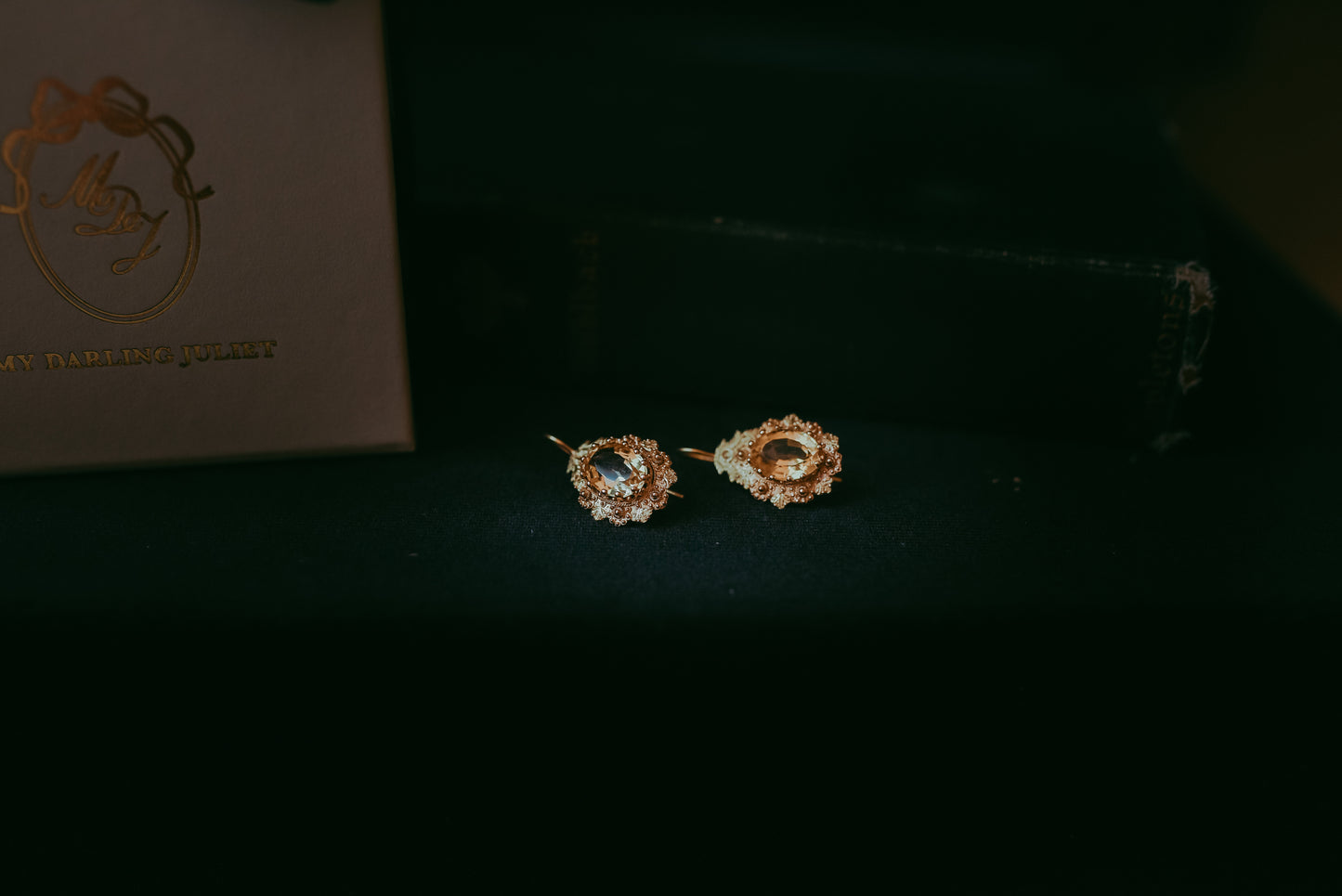 My Darling Juliet | Ornate Victorian 14K Gold Citrine Drop Earrings