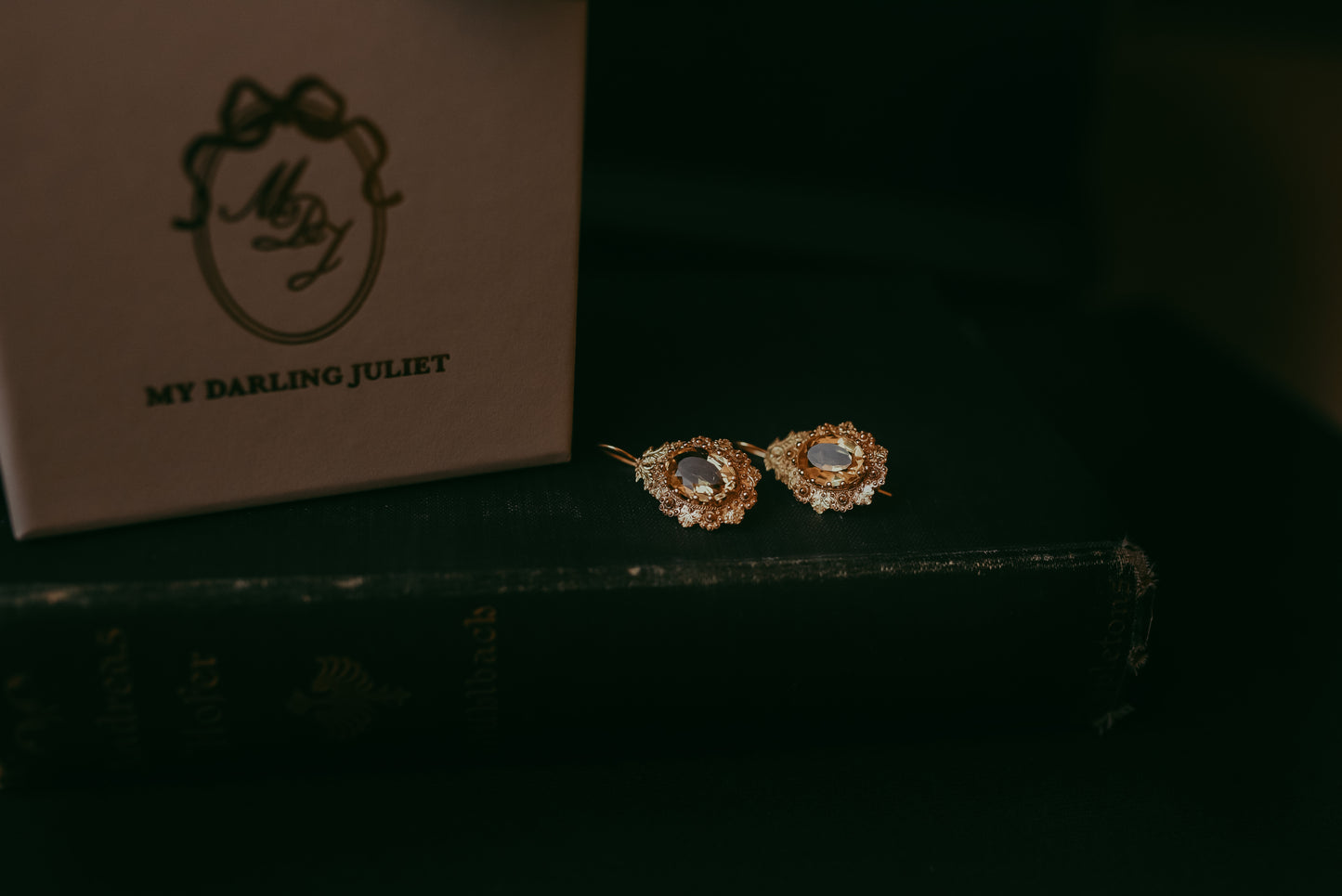 My Darling Juliet | Ornate Victorian 14K Gold Citrine Drop Earrings