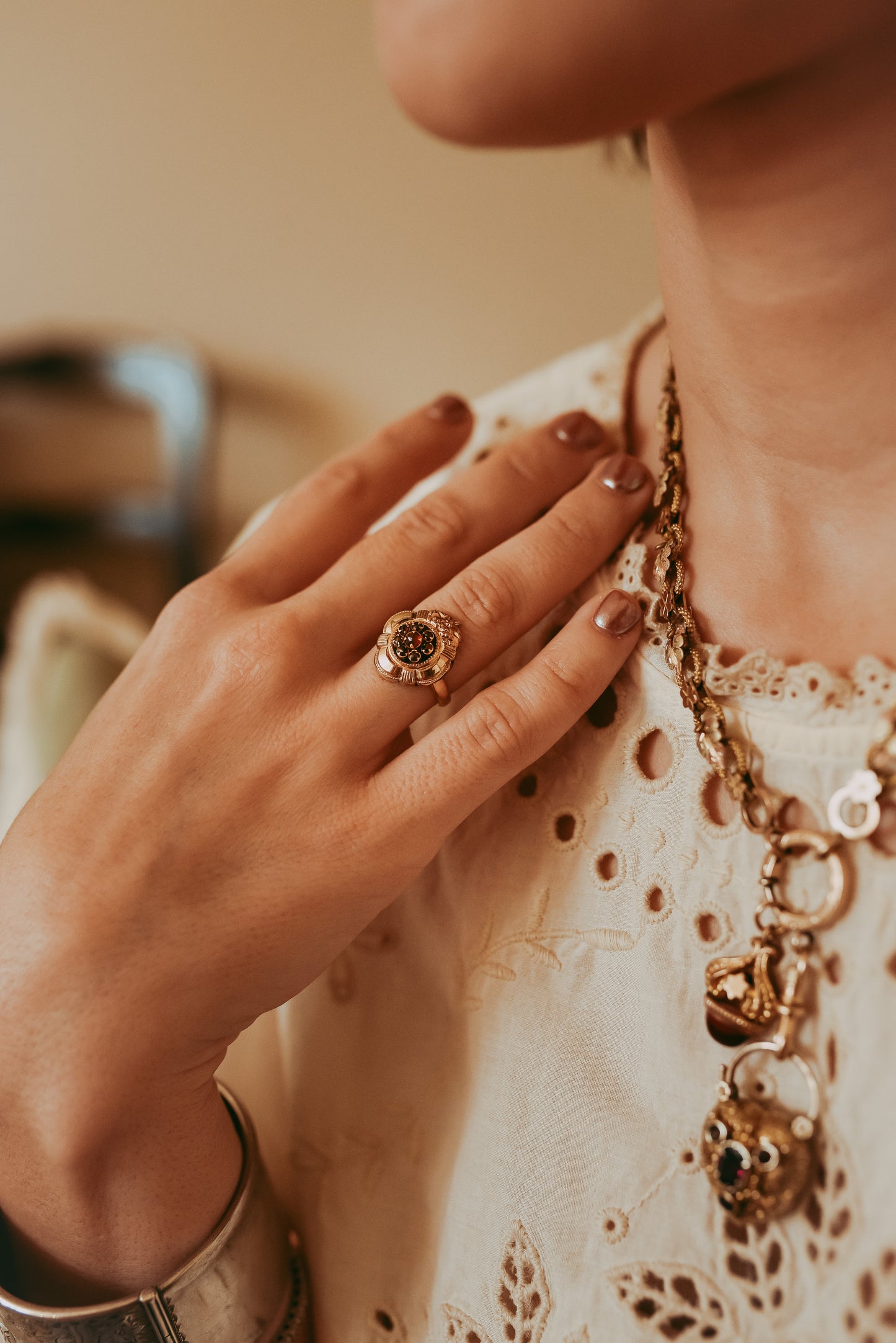 My Darling Juliet | Late Victorian 14K Gold Garnet Flower Ring