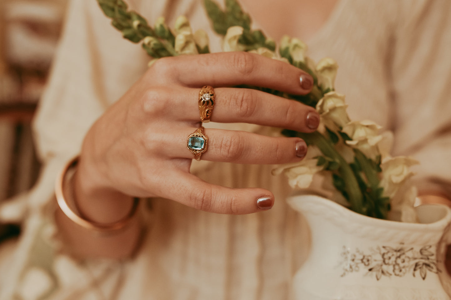 My Darling Juliet | Antique 10K Gold Blue Quartz Ring | Circa 1930