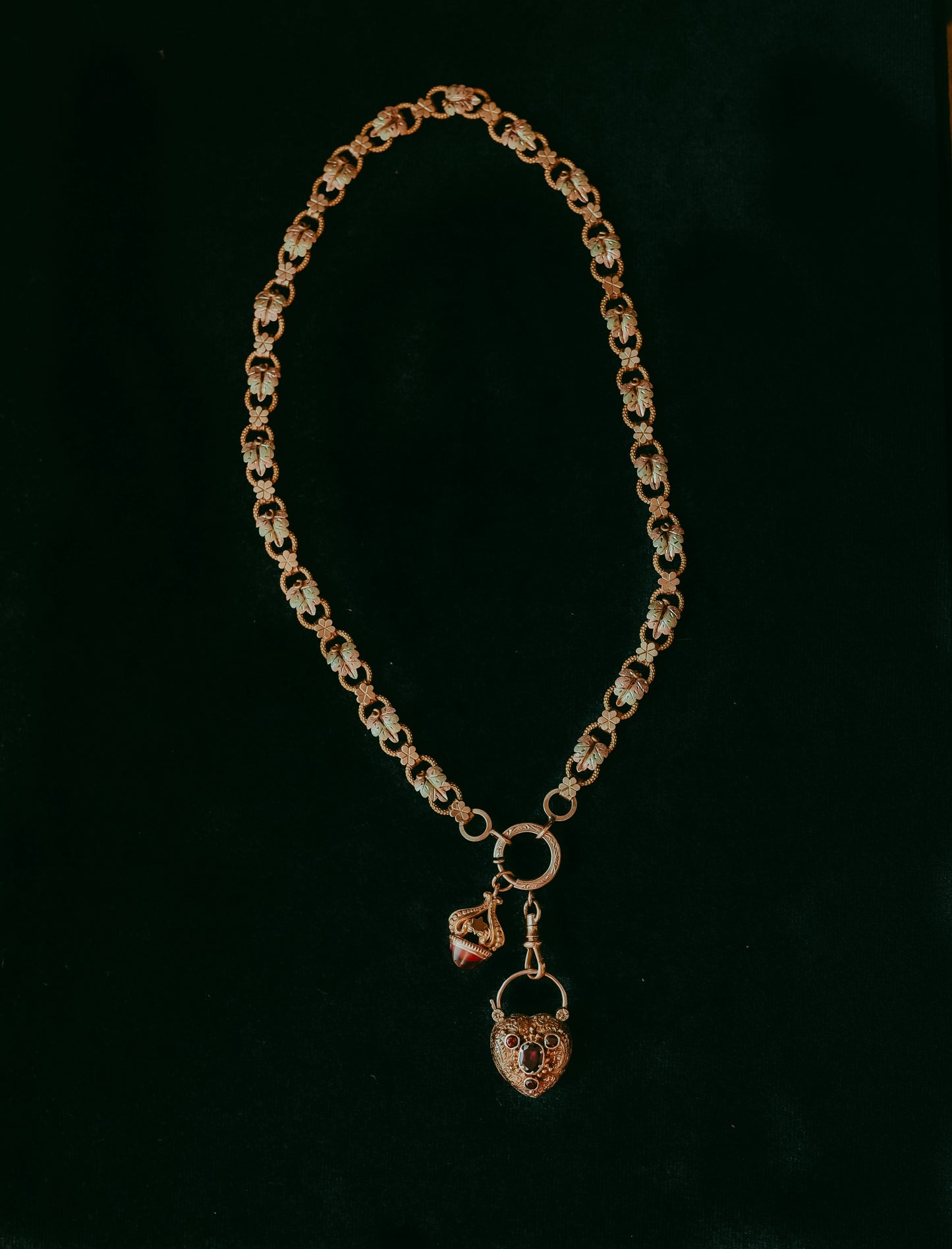 My Darling Juliet | Antique 1860 Gold-Filled Necklace with Floral & Leaf Design