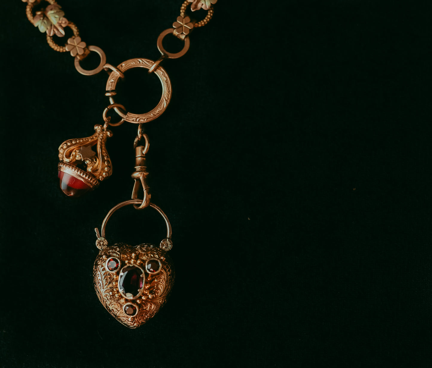 My Darling Juliet | Antique 1860 Gold-Filled Necklace with Floral & Leaf Design