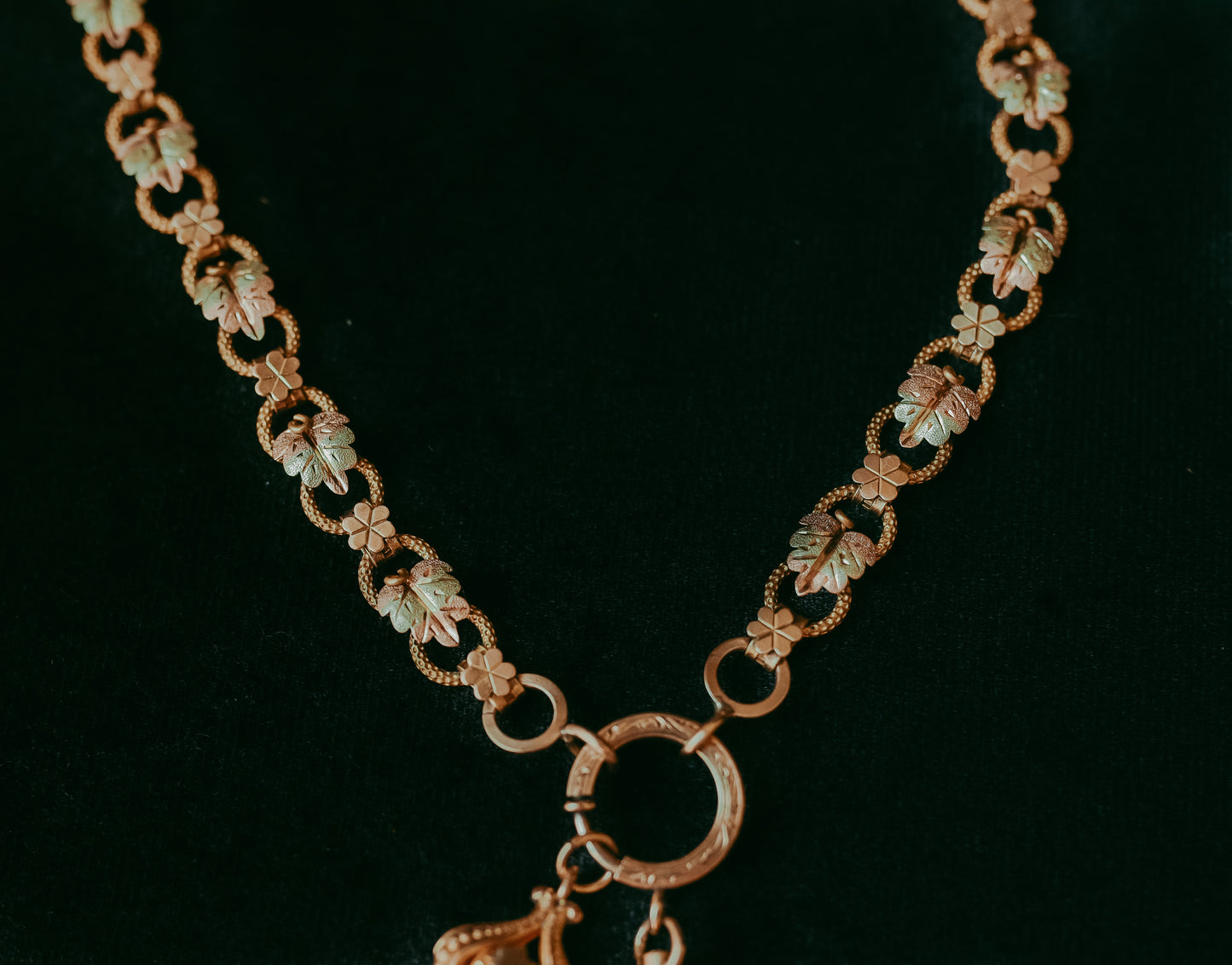 My Darling Juliet | Antique 1860 Gold-Filled Necklace with Floral & Leaf Design
