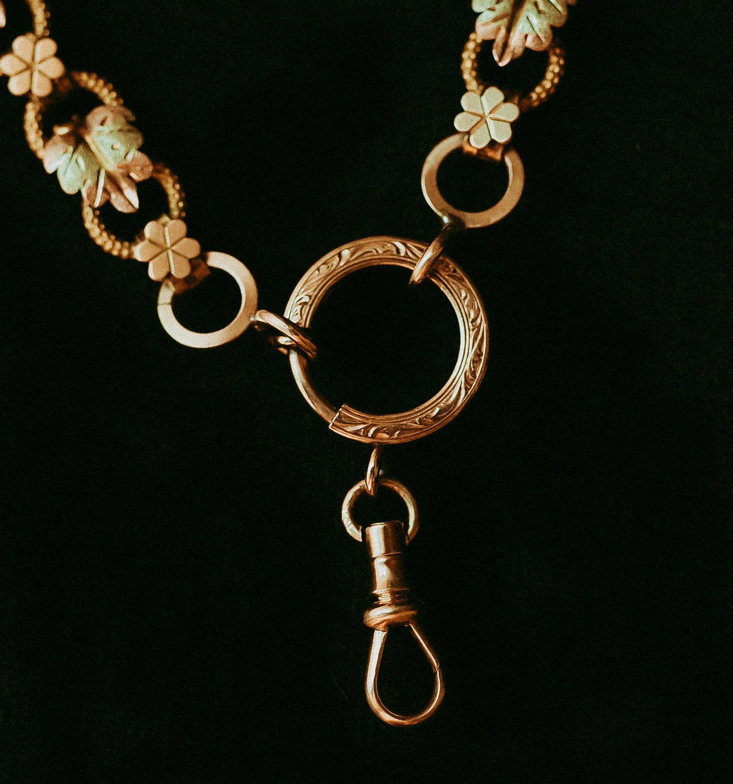 My Darling Juliet | Antique 1860 Gold-Filled Necklace with Floral & Leaf Design