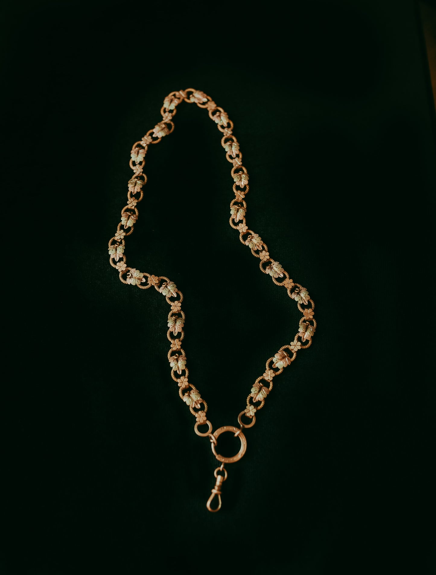My Darling Juliet | Antique 1860 Gold-Filled Necklace with Floral & Leaf Design
