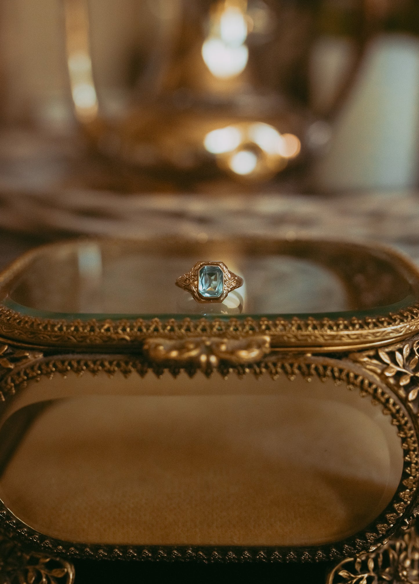 My Darling Juliet | Antique 10K Gold Blue Quartz Ring | Circa 1930