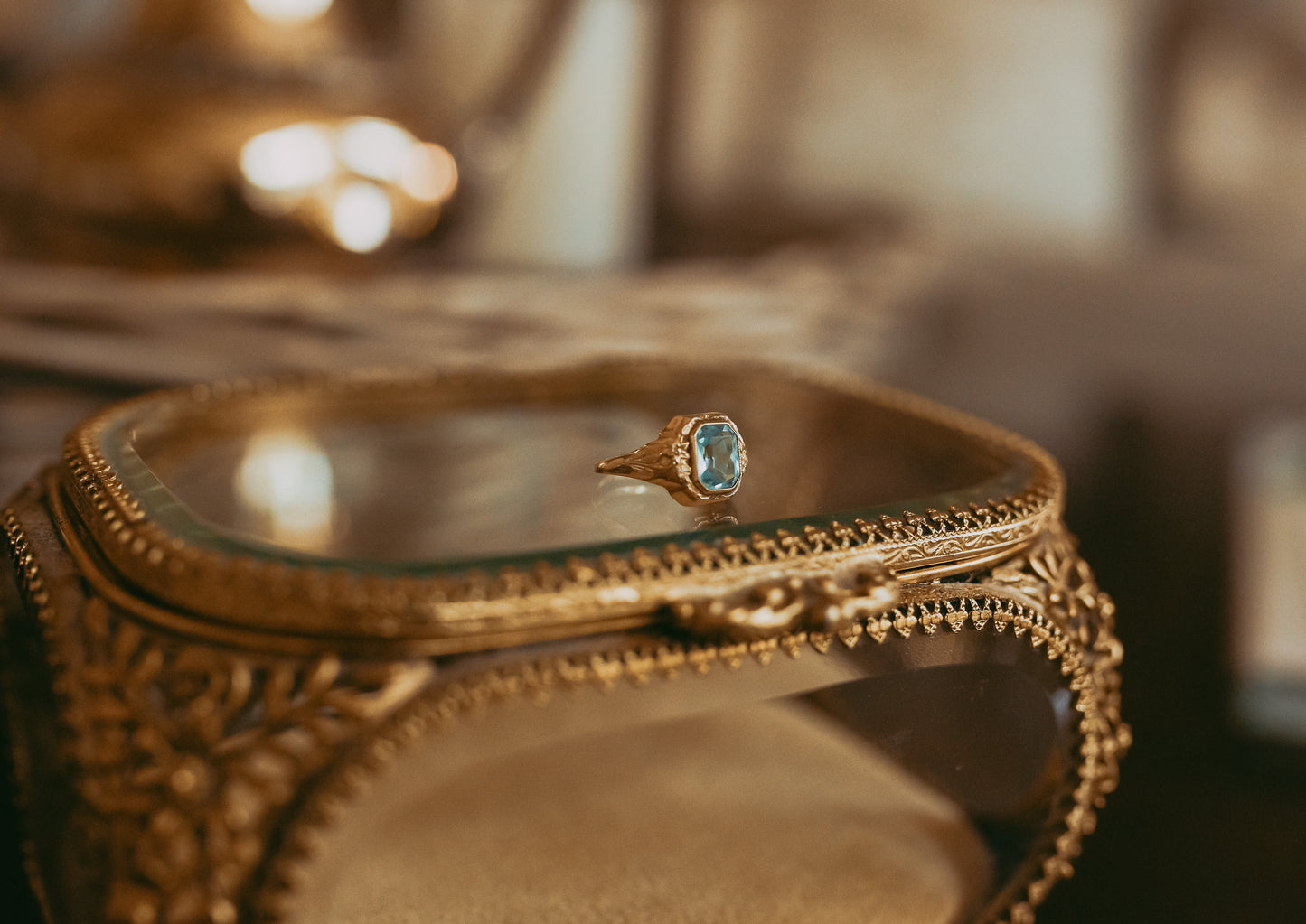 My Darling Juliet | Antique 10K Gold Blue Quartz Ring | Circa 1930