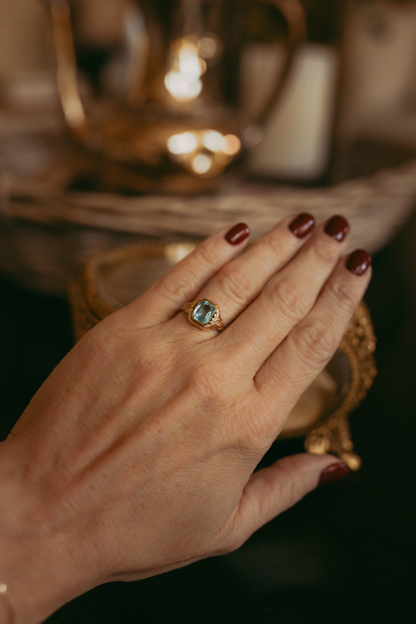 My Darling Juliet | Antique 10K Gold Blue Quartz Ring | Circa 1930