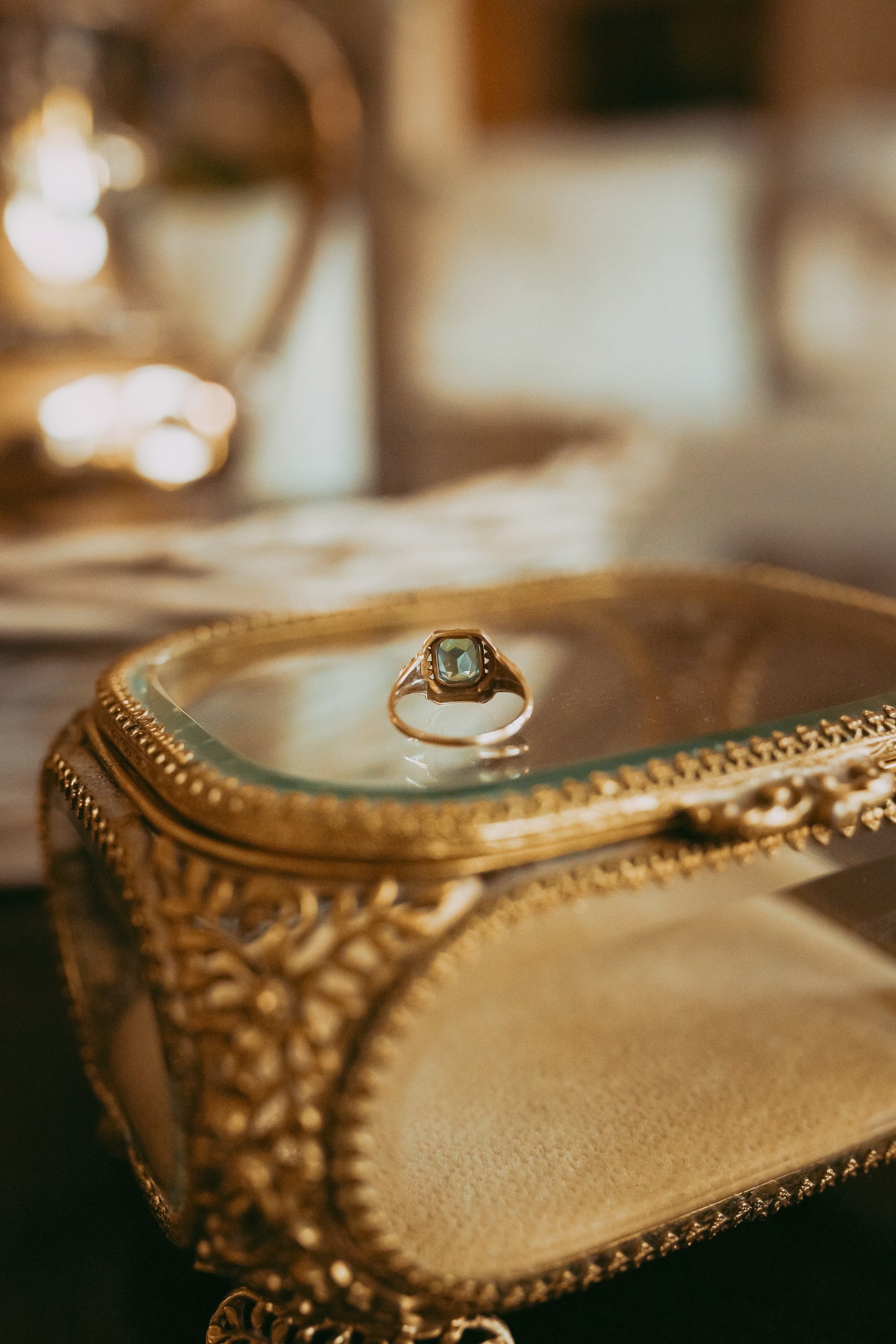 My Darling Juliet | Antique 10K Gold Blue Quartz Ring | Circa 1930