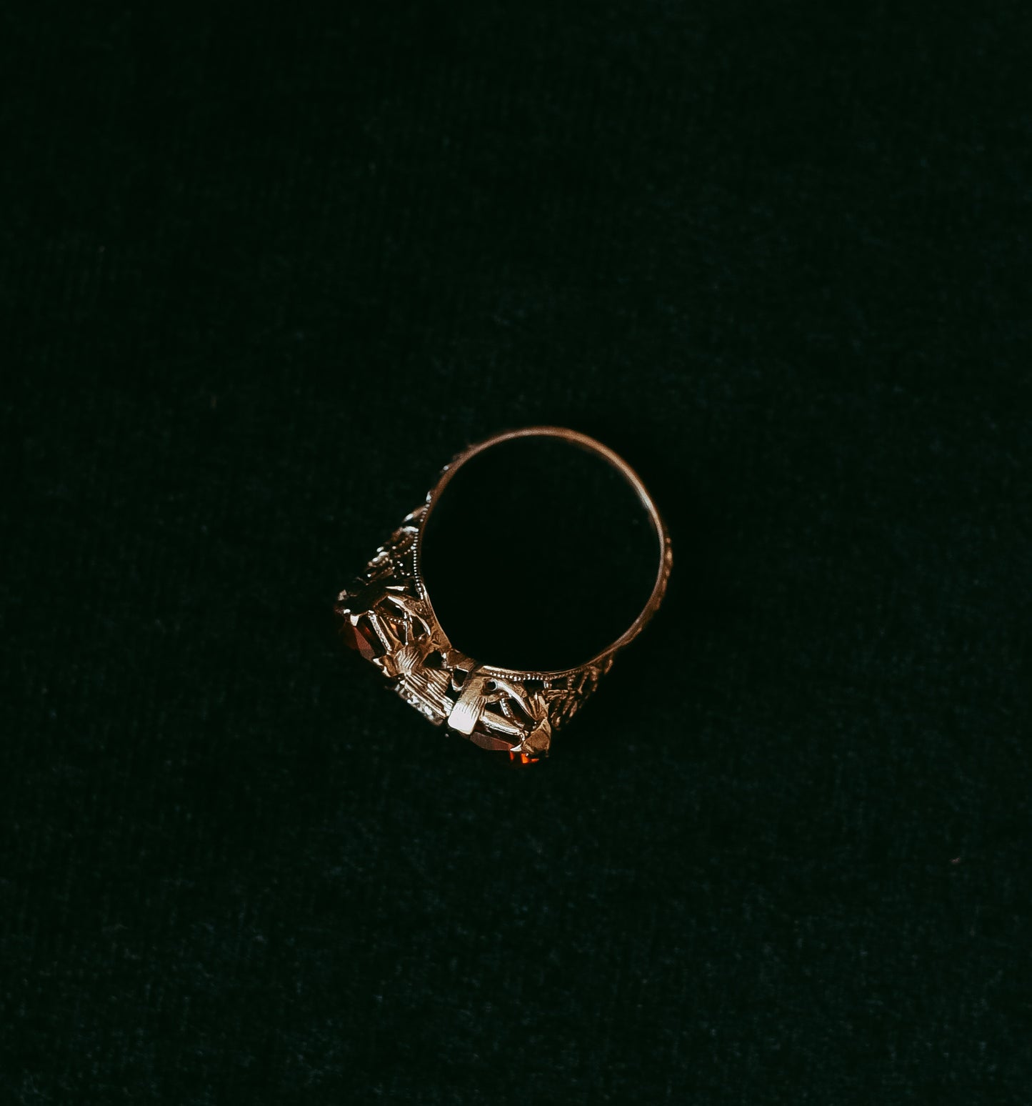 My Darling Juliet | Art Deco 14K White Gold Bow Ring with Citrines and Diamond
