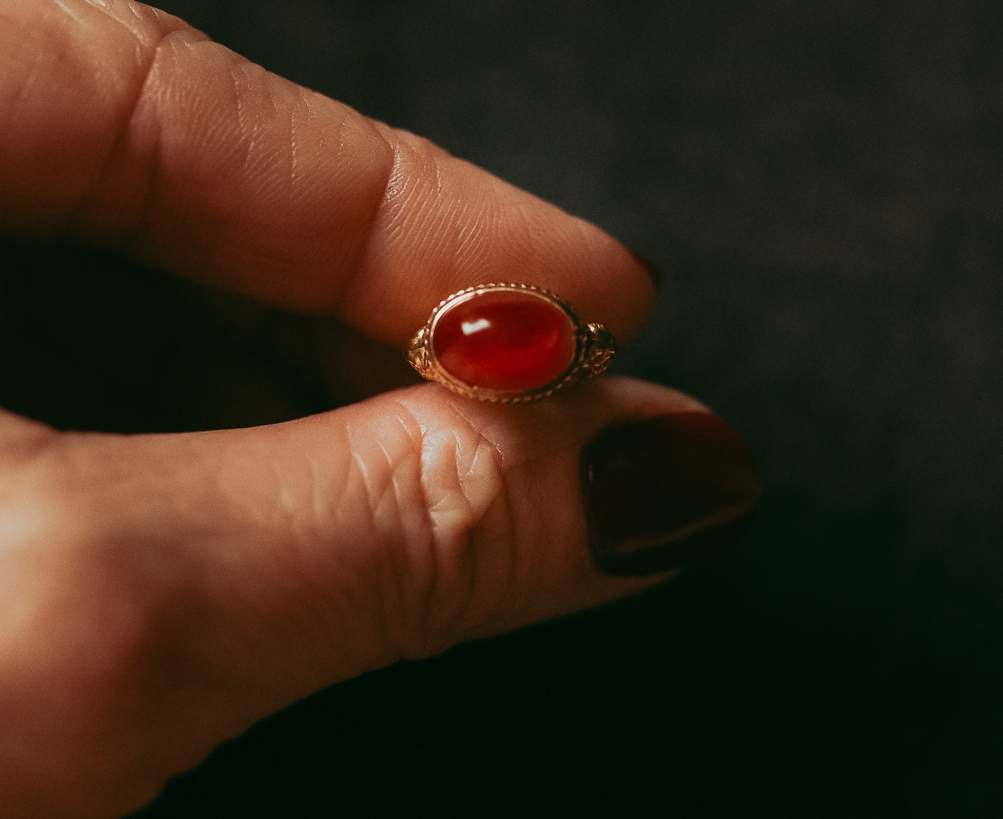 My Darling Juliet | Victorian Gold-Filled Watch Fob with Red Czech Glass Cabochon, Star Motif, c. 1890