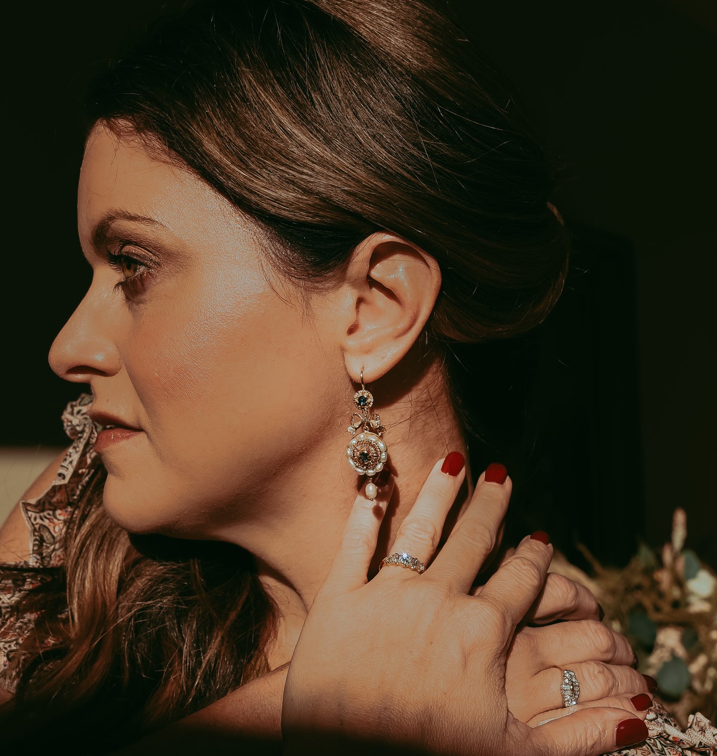 My Darling Juliet | Antique Italian Gold, Sapphire & Baroque Pearl Drop Earrings (c.1900-1920)