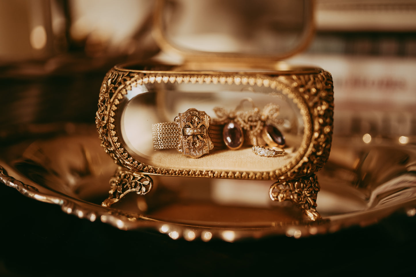 My Darling Juliet | Gold Filled Victorian Mesh Seed Pearl Slide Bracelet