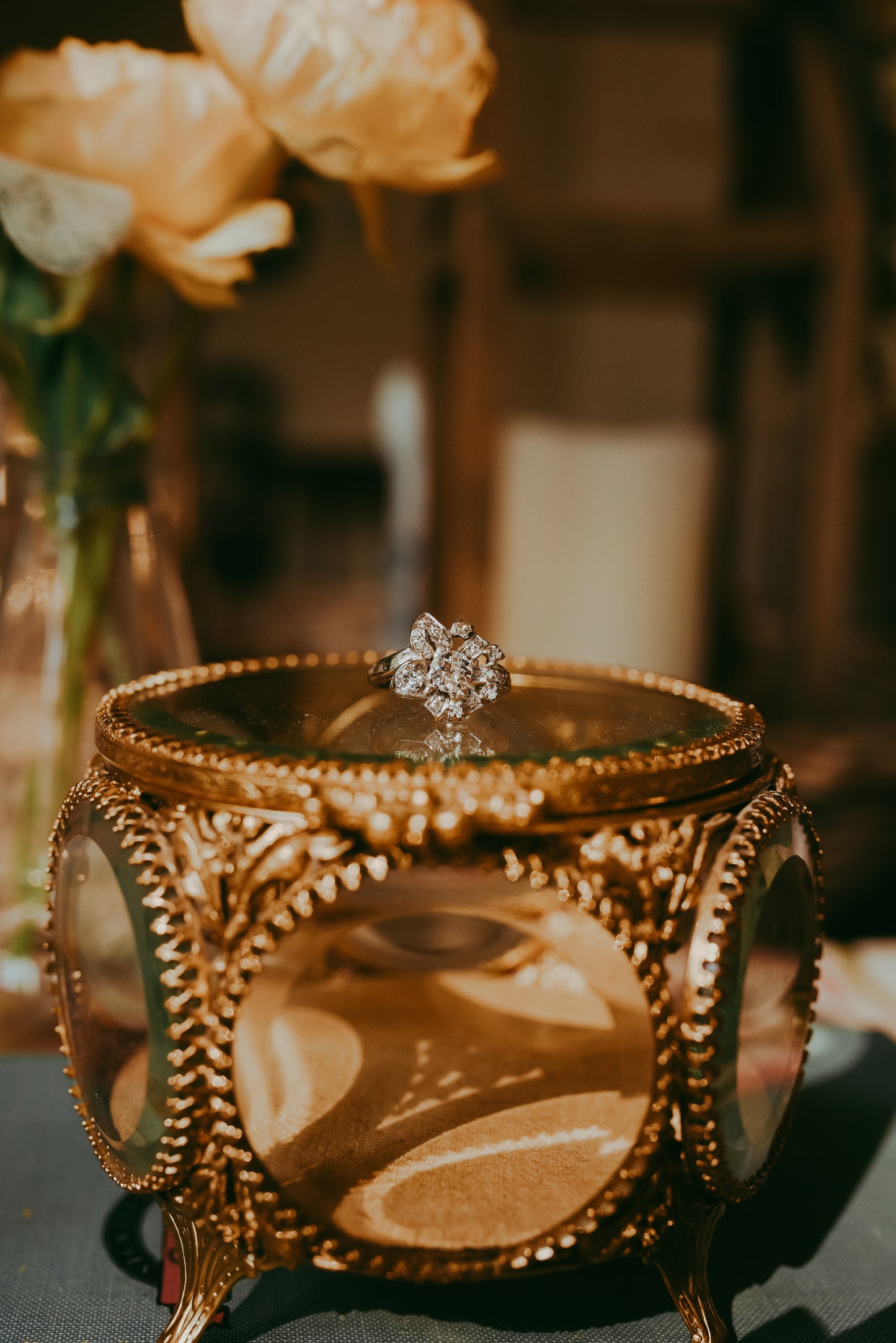 My Darling Juliet | Floral Diamond Ring in 14K White Gold – Mid-Century 1950s