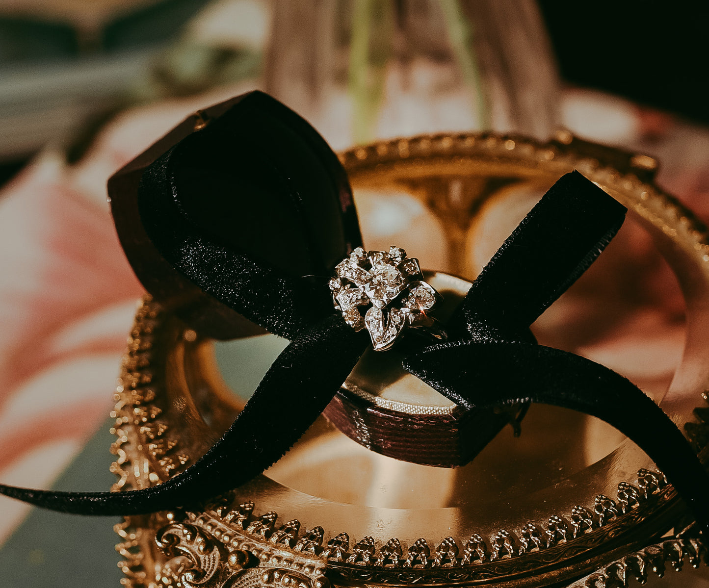 My Darling Juliet | Floral Diamond Ring in 14K White Gold – Mid-Century 1950s
