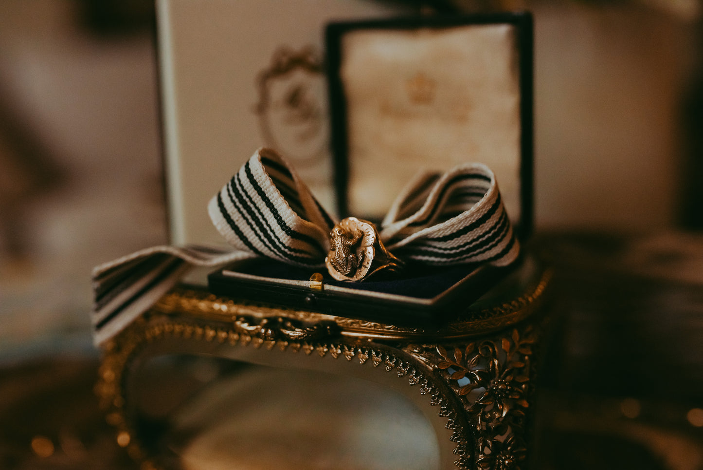 My Darling Juliet | Victorian 15K Gold Frog on Lily Pad Ring