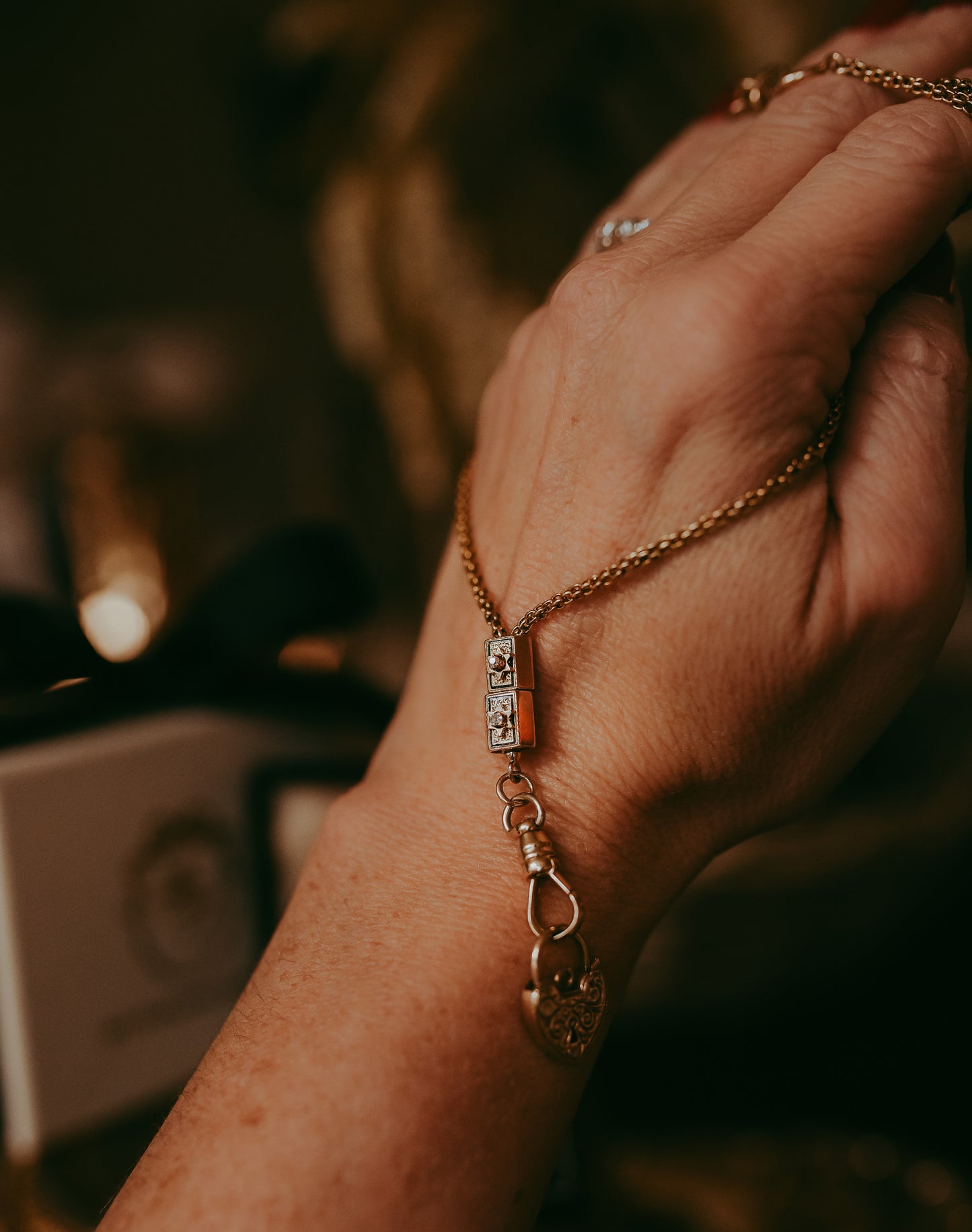 My Darling Juliet | 14K Gold Watch Chain with Diamond Stars | 1886 & 1910