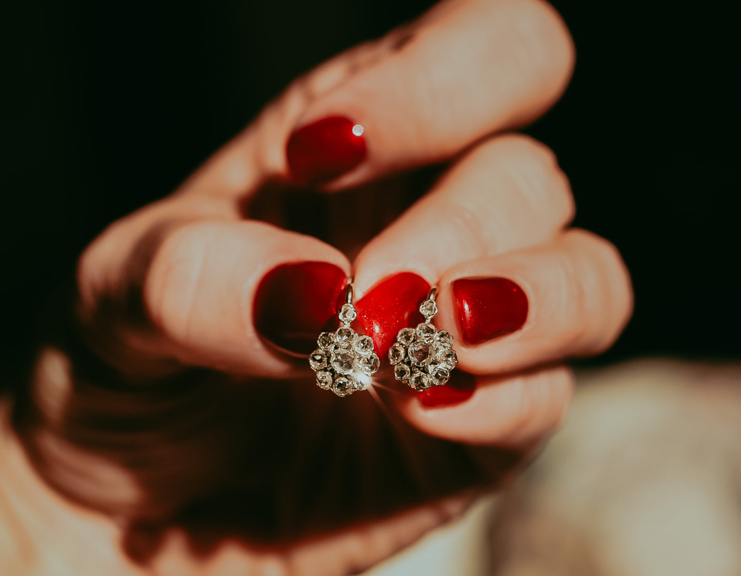 Belle Epoque Dutch Rose Cut Diamond Daisy Earrings