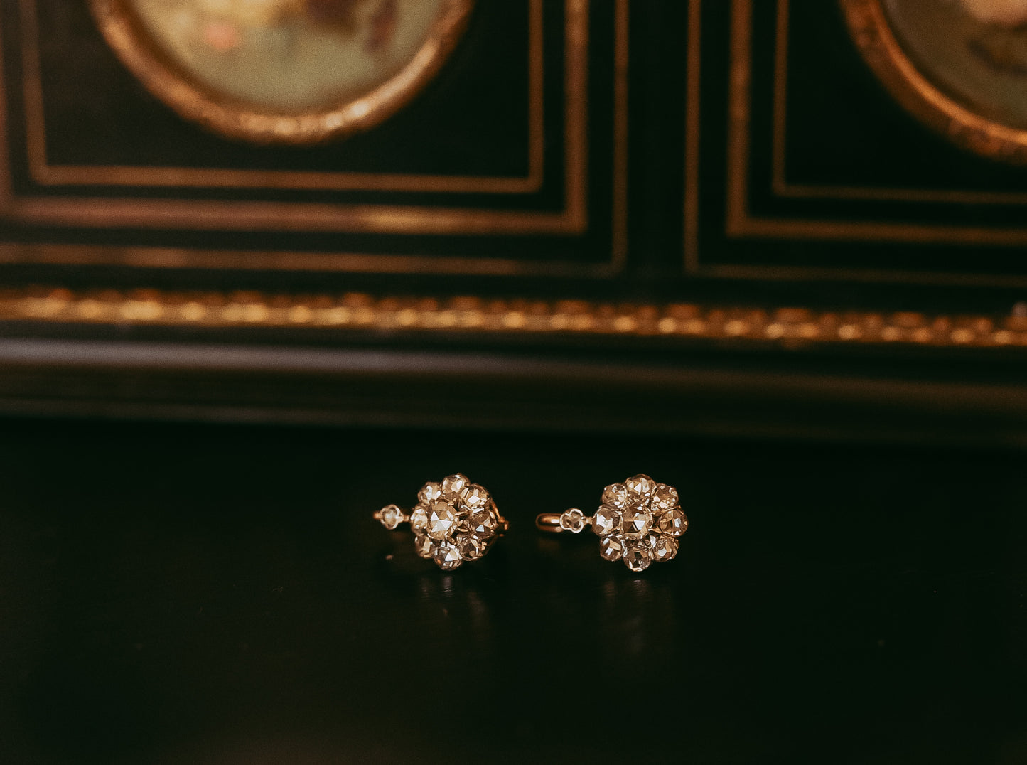 Belle Epoque Dutch Rose Cut Diamond Daisy Earrings