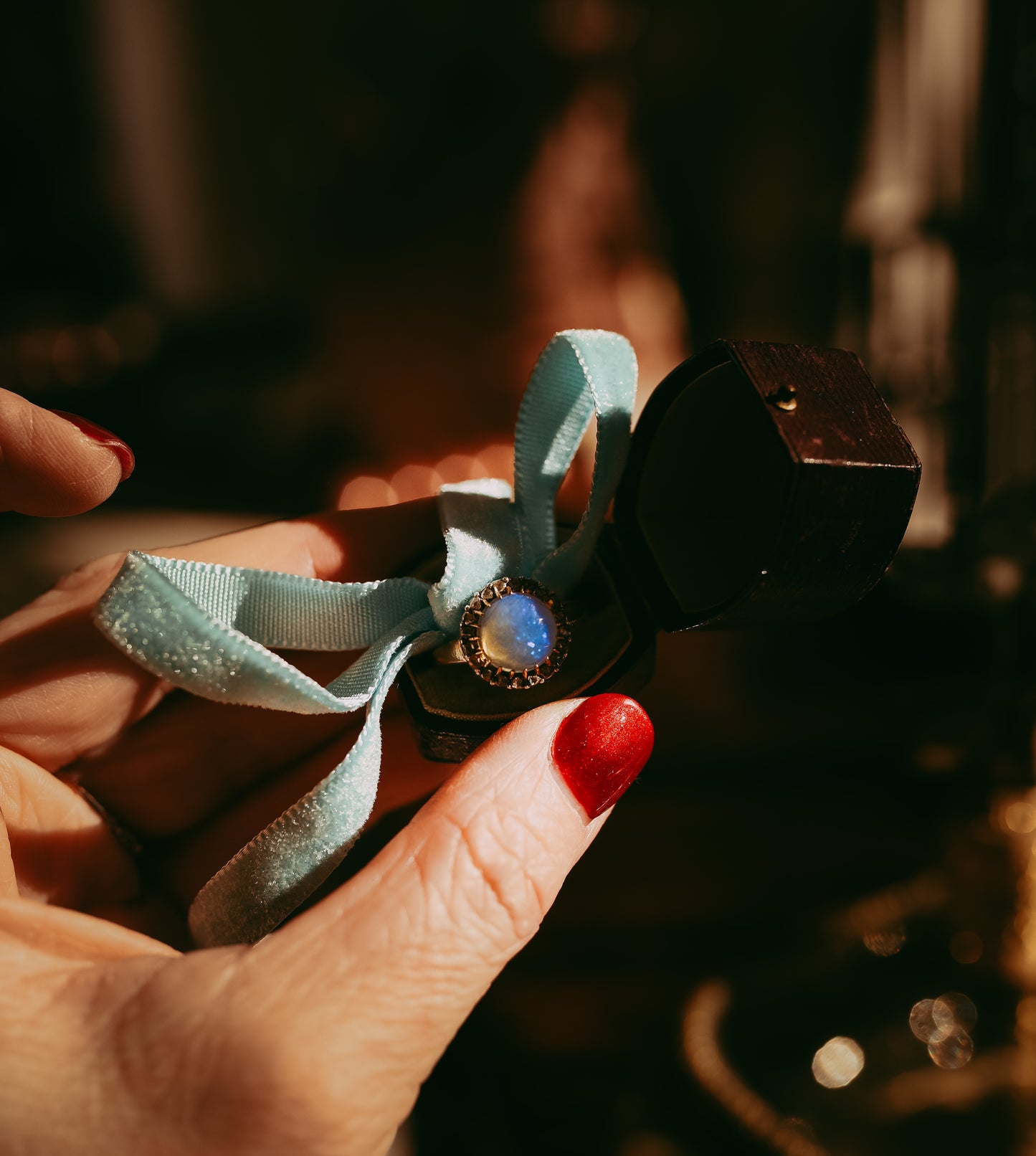 French Victorian Opal Ring with Rose Cut Diamonds in 18K Gold & Silver, Circa 1900