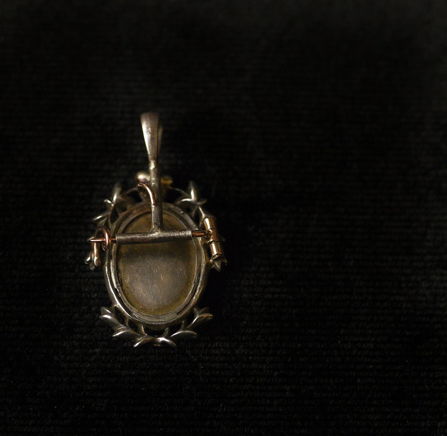 Exquisite Antique Miniature Portrait Pin / Pendant – 18K Gold & Silver with Rose Cut Diamonds – Found in France, Circa Early to Mid 1800s