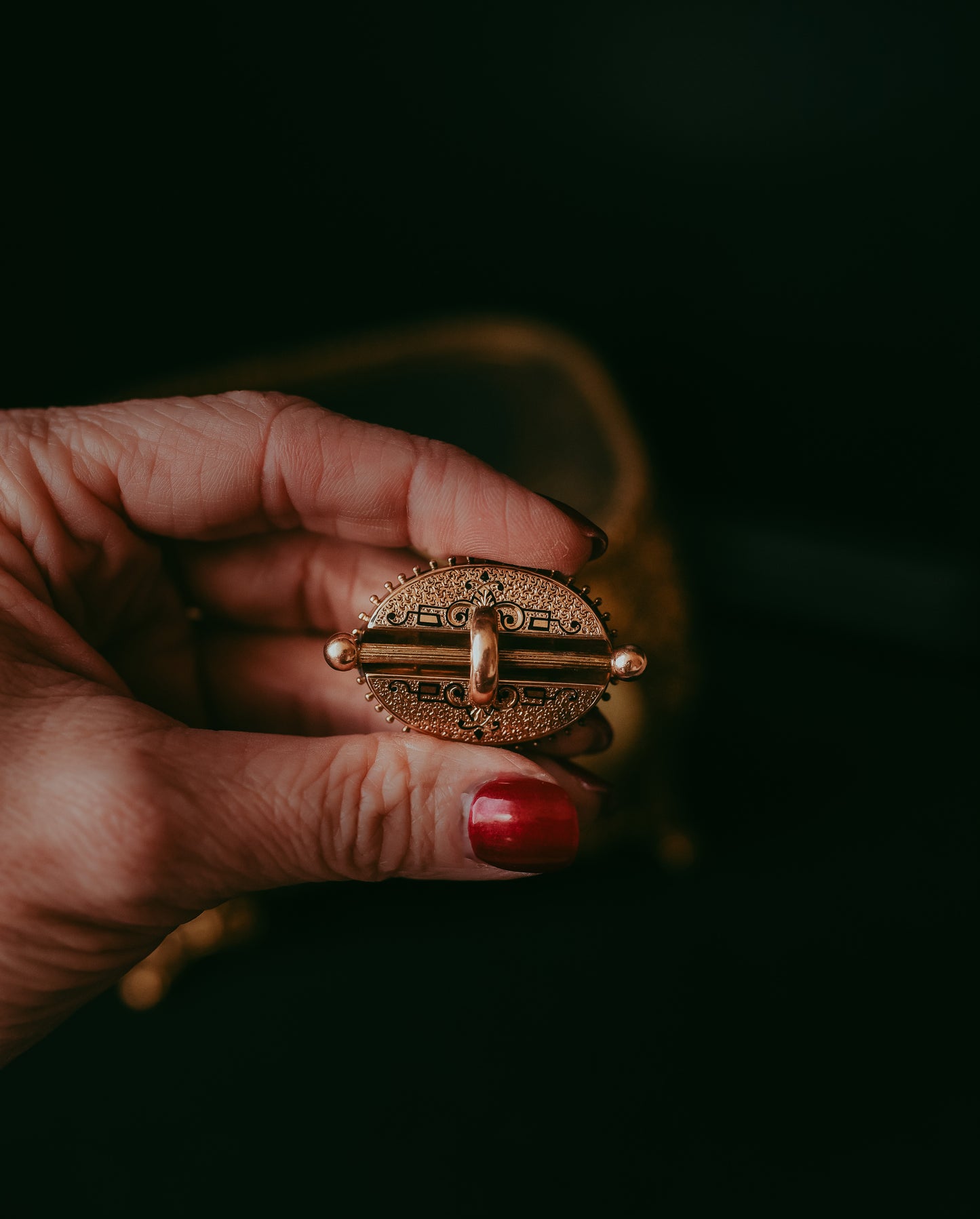 Victorian Gold-Filled Enamel Buckle Brooch Pendant