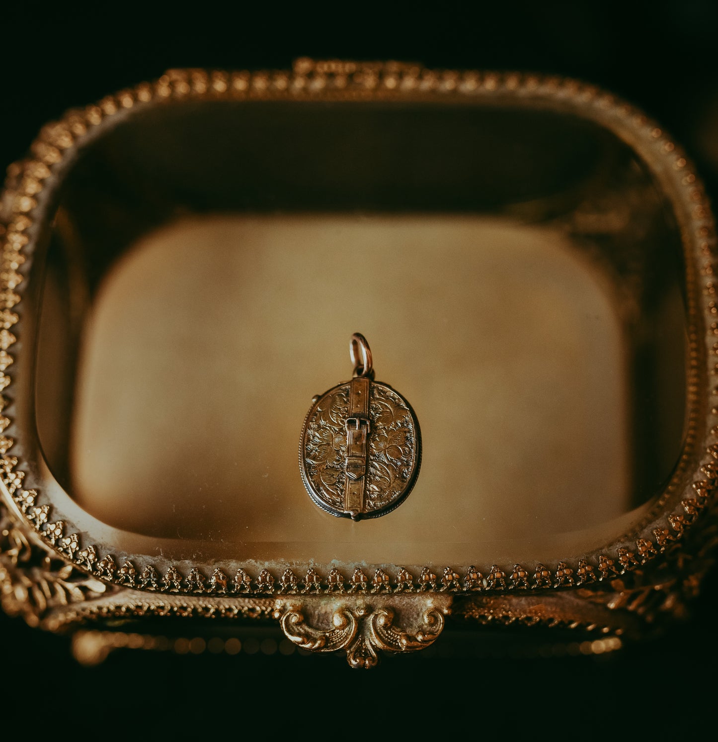 Victorian Gold-Filled Buckle Locket with Hair