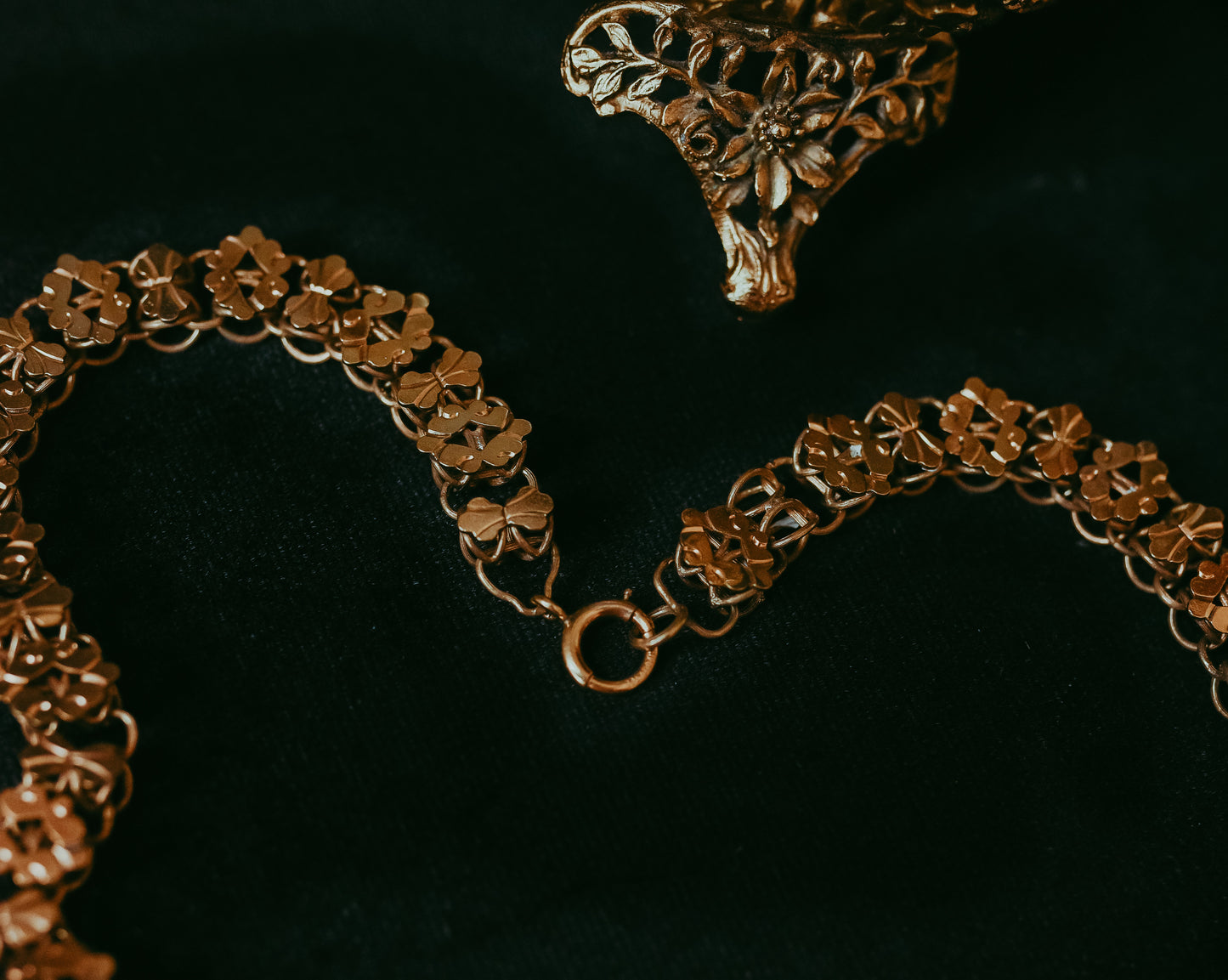 Victorian Gold-Filled Chain Drop Necklace with Engraved Cross
