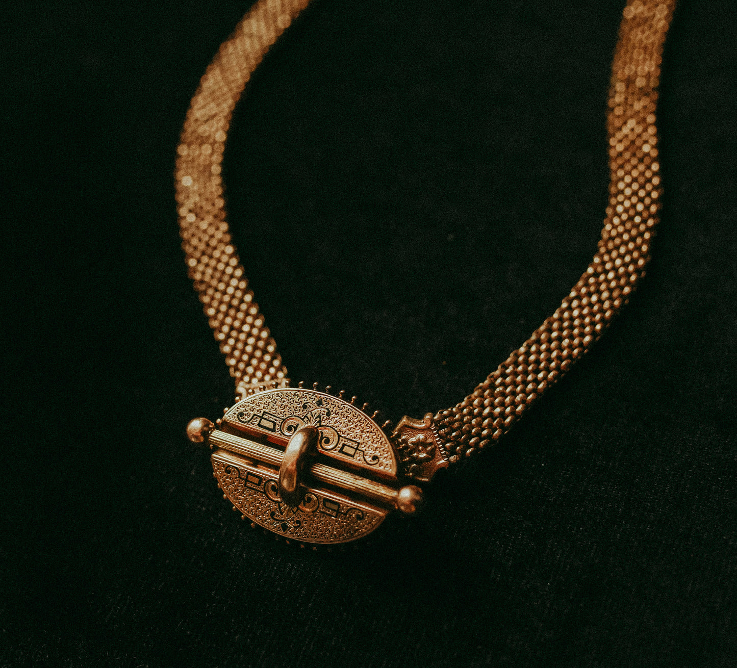 Victorian Gold-Filled Enamel Buckle Brooch Pendant