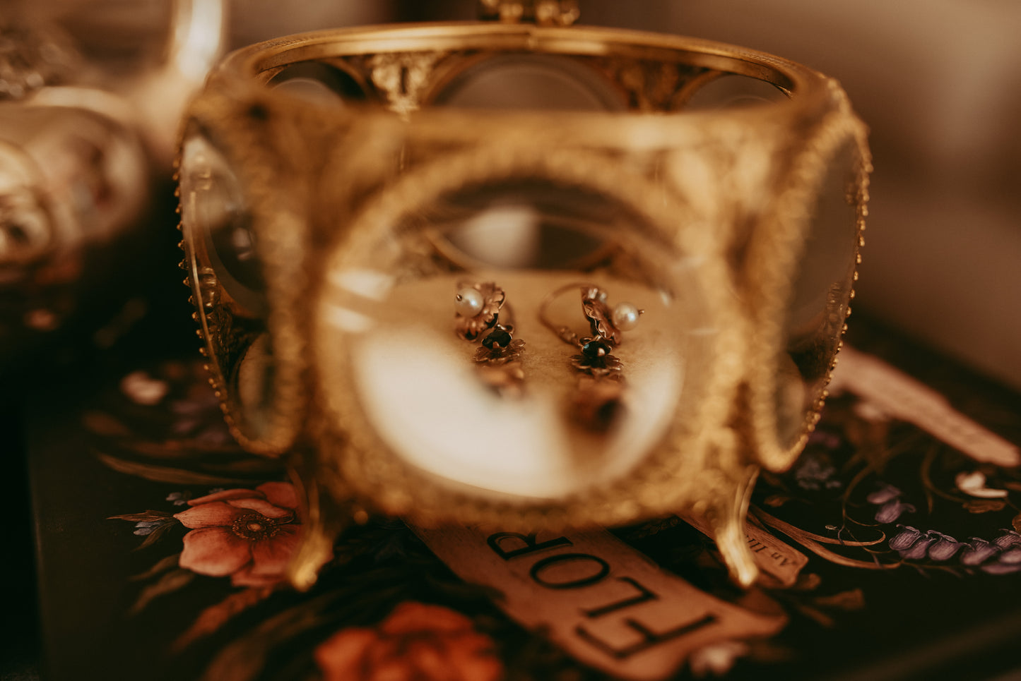 Romantic Victorian “Lovebird” Earrings in 10k Gold, Pearl & Blue Tourmaline | Bridal Jewelry