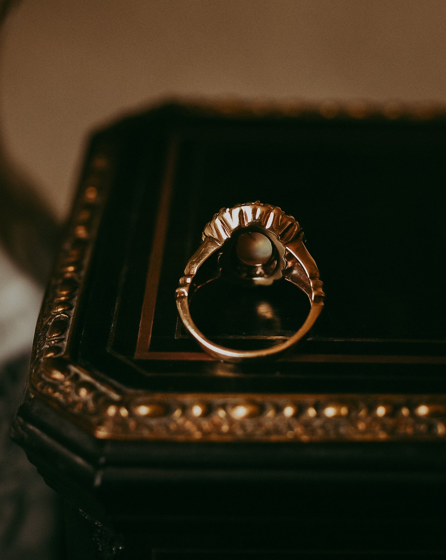 Mid-Century Diamond & Opal Halo Ring in 14K Gold | Cluster Ring