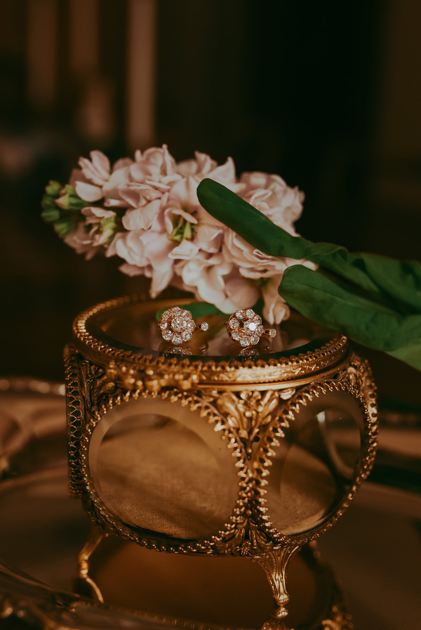 Antique Victorian Old Mine Cut Diamond Rosetta Cluster Earrings 18K Gold 3.10ctw