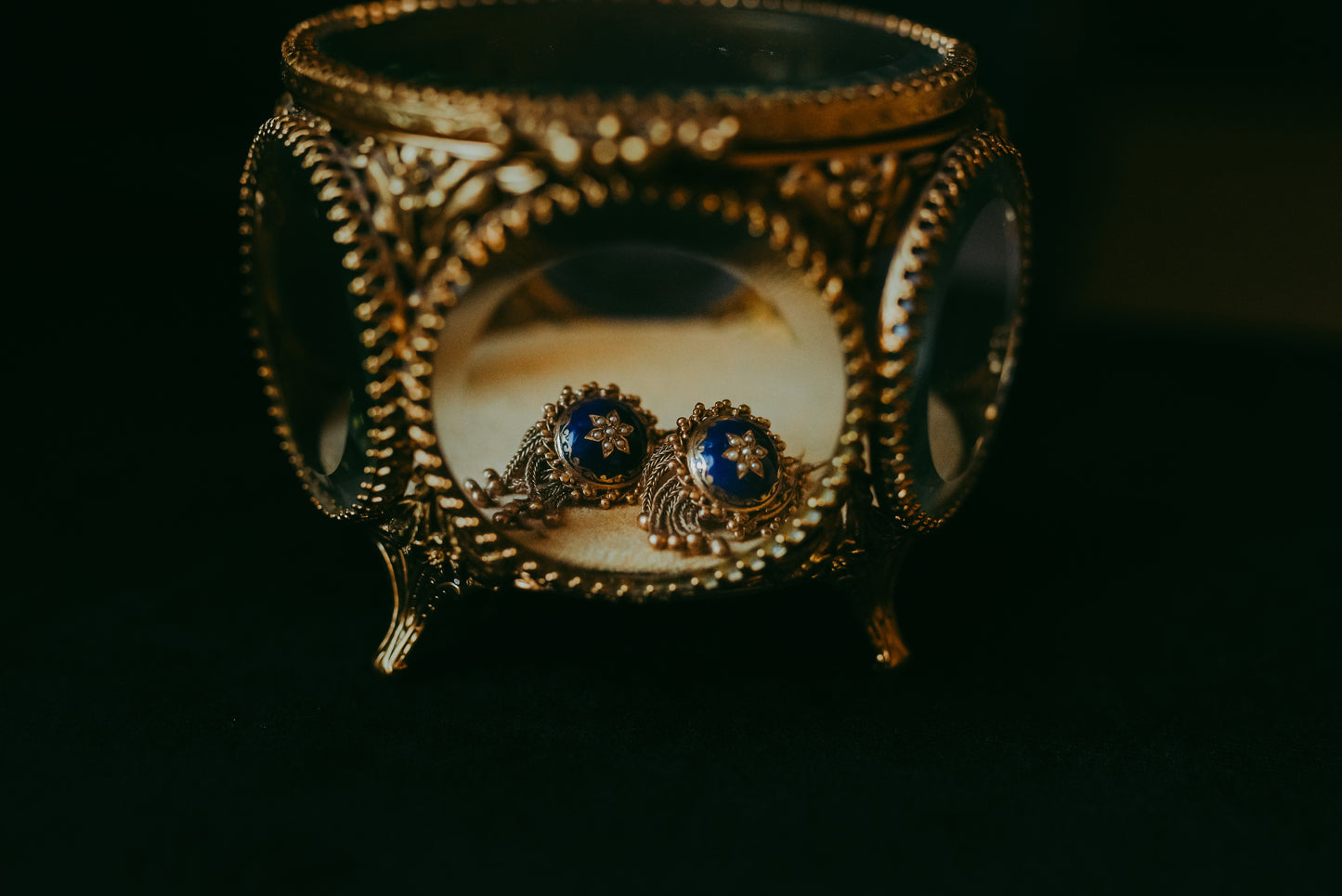 Late Victorian Revival | Early 20th Century Blue Enamel & Seed Pearl Earrings