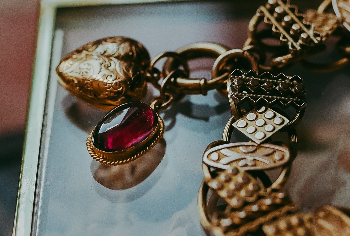 Antique Cabochon Garnet Pendant | 9K Yellow Gold | Circa 1900 | Antique Gold Charm | Victorian to Edwardian