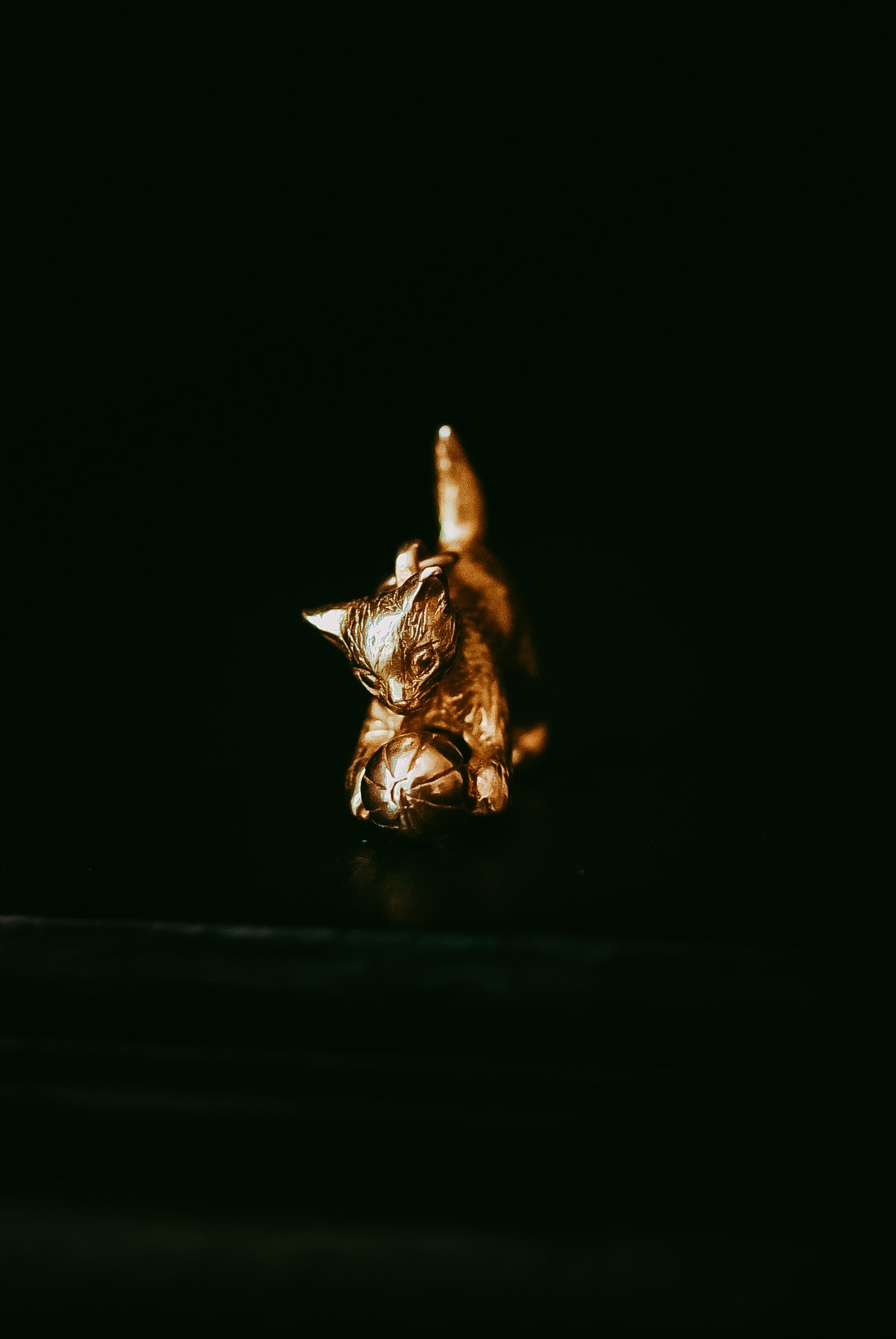 Vintage 9K Gold Kitten Charm | Vintage Cat Pendant with Ball of Yarn | English Gold Cat Charm | My Darling Juliet