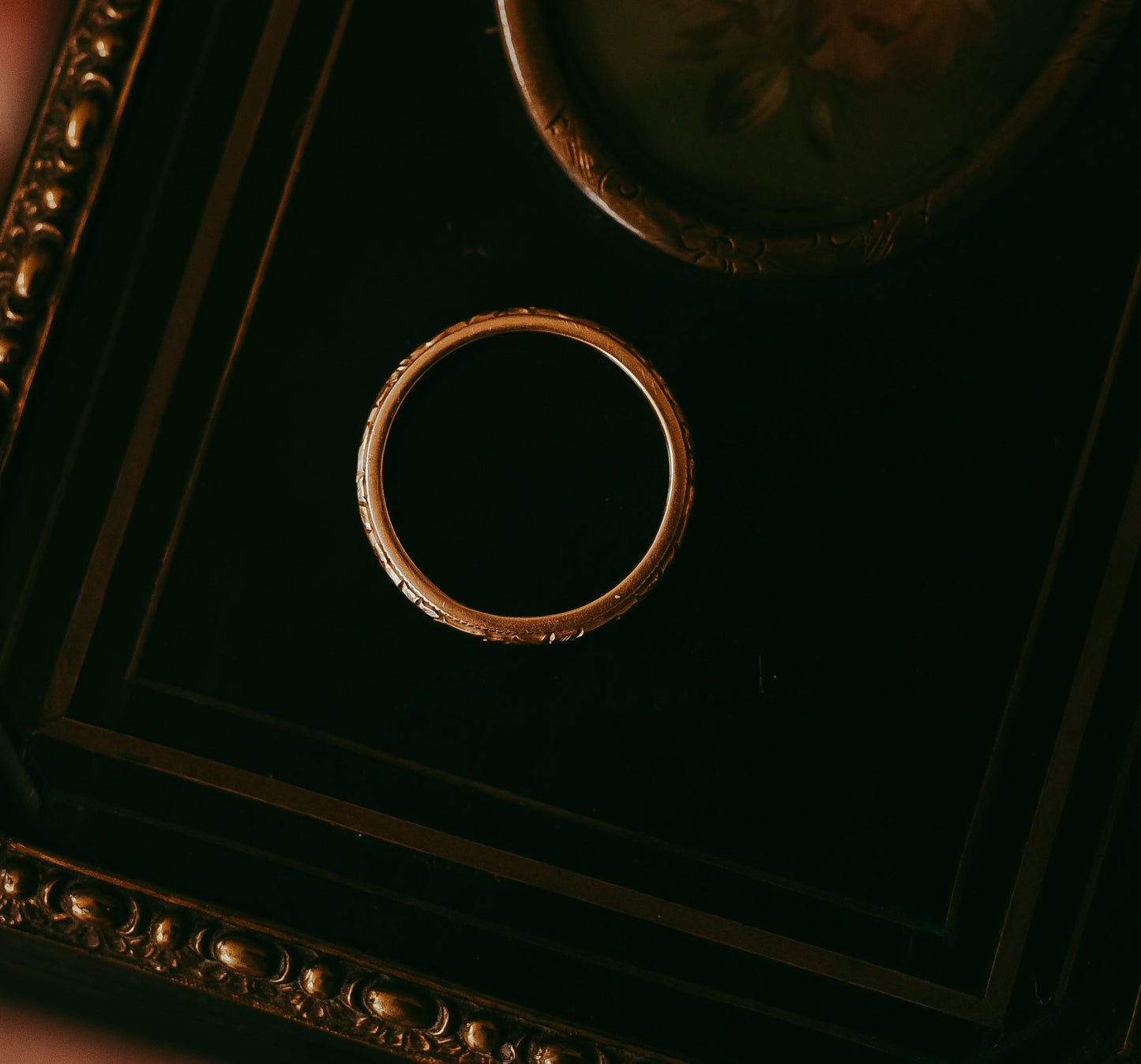 Vintage 14K Gold Floral Engraved Wedding Band | Milgrain Wedding Ring | Eternity Floral Band