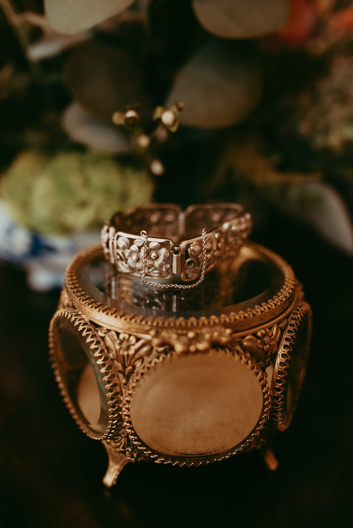 Vintage Continental European 835 Silver Floral Openwork Bracelet | c. 1935-1950
